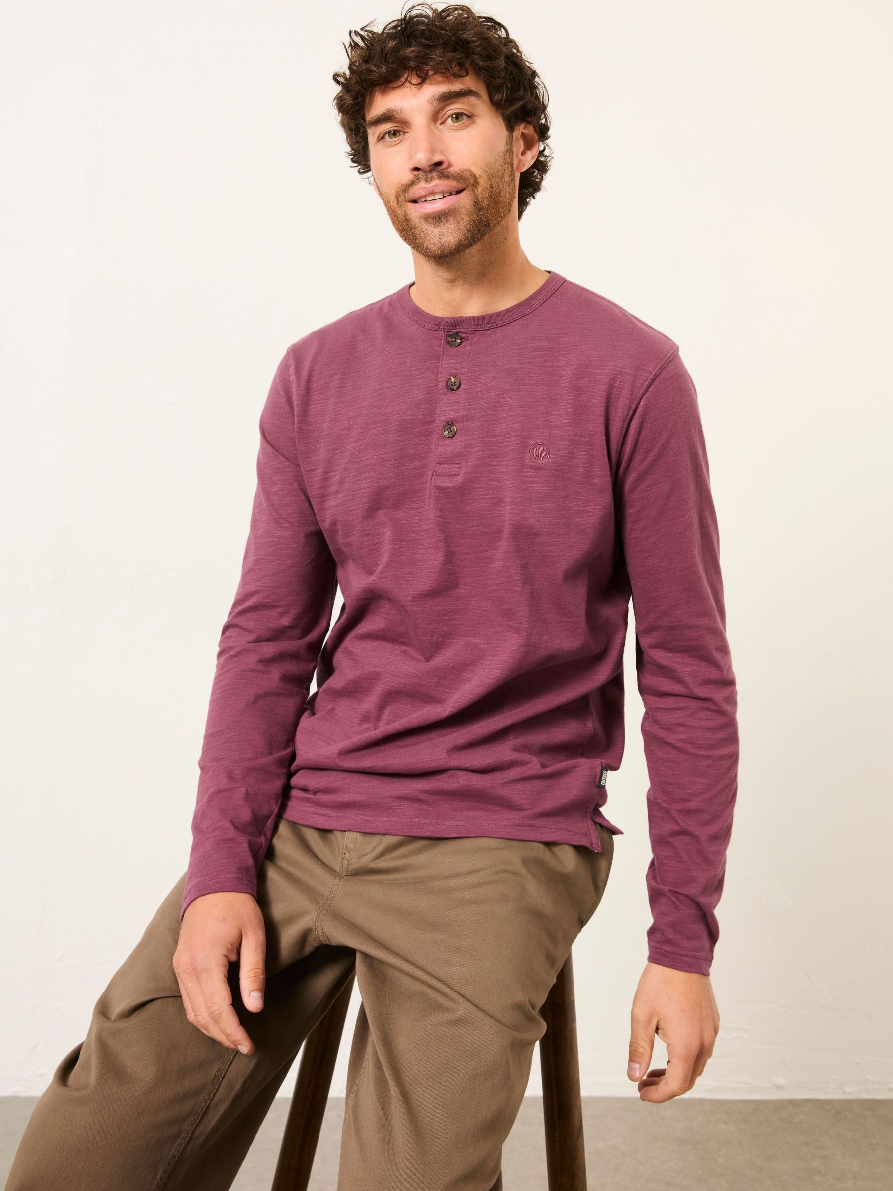 Henley Purple Long Sleeve Woodside Slub (H59465) | £29.50