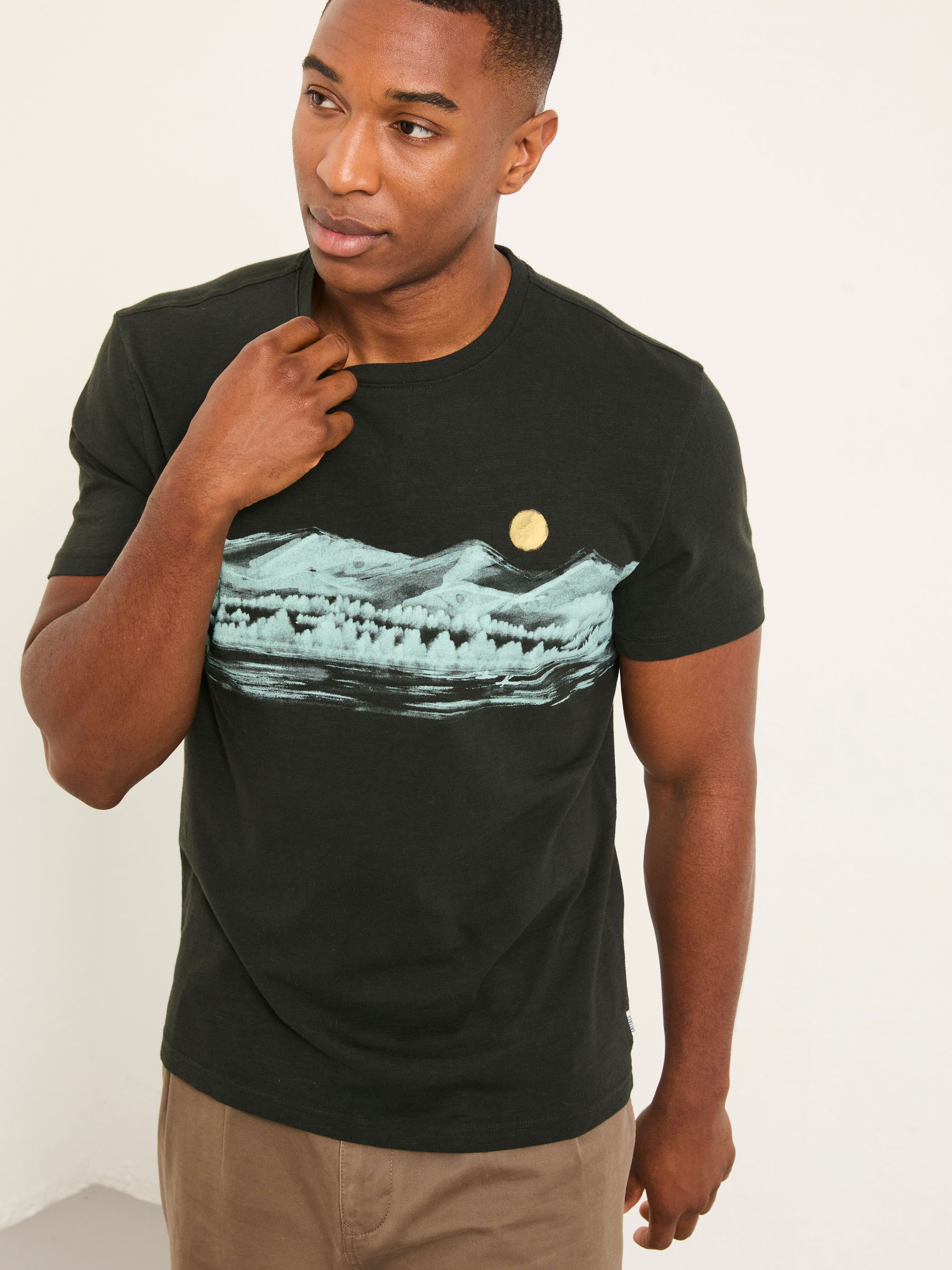 Washed Black Inky Lakes Graphic Tshirt (H59499) | £28