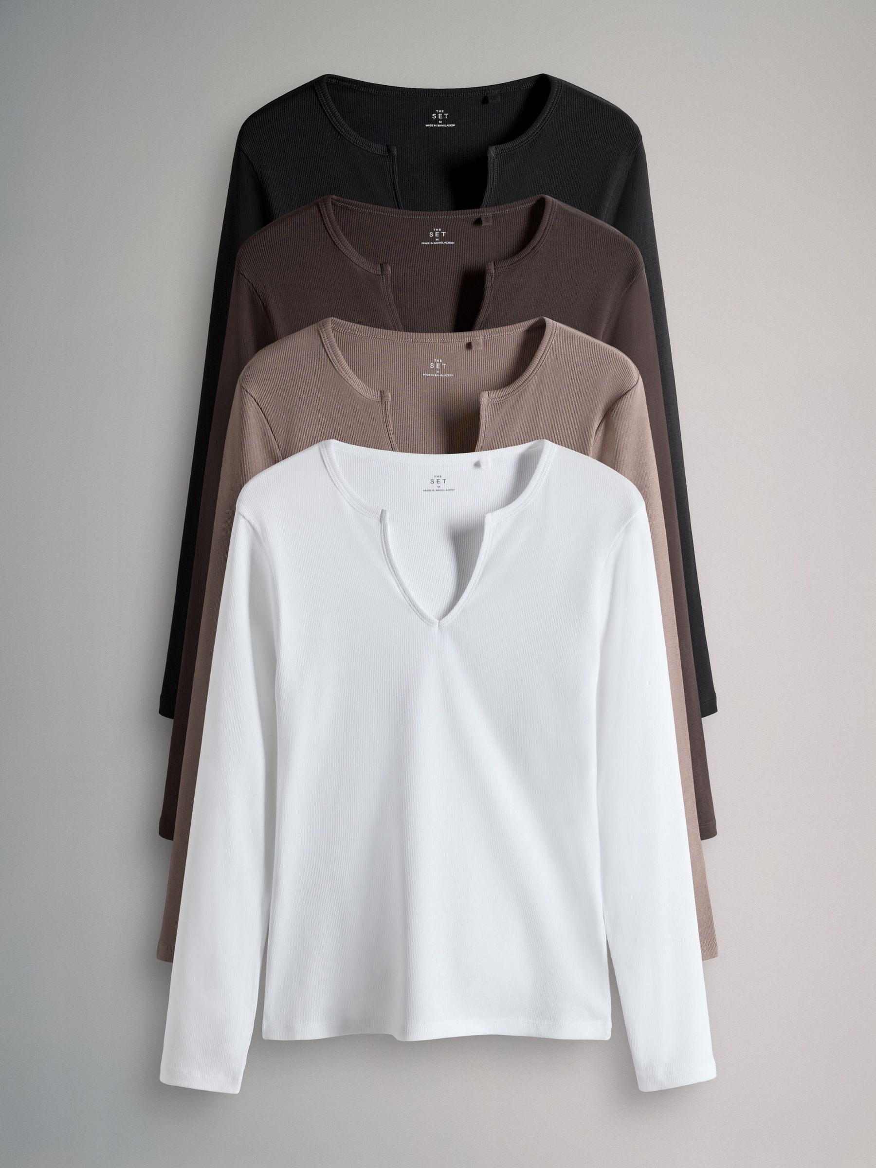 4 Pack Notch Neck T-Shirts (H59863) | £26