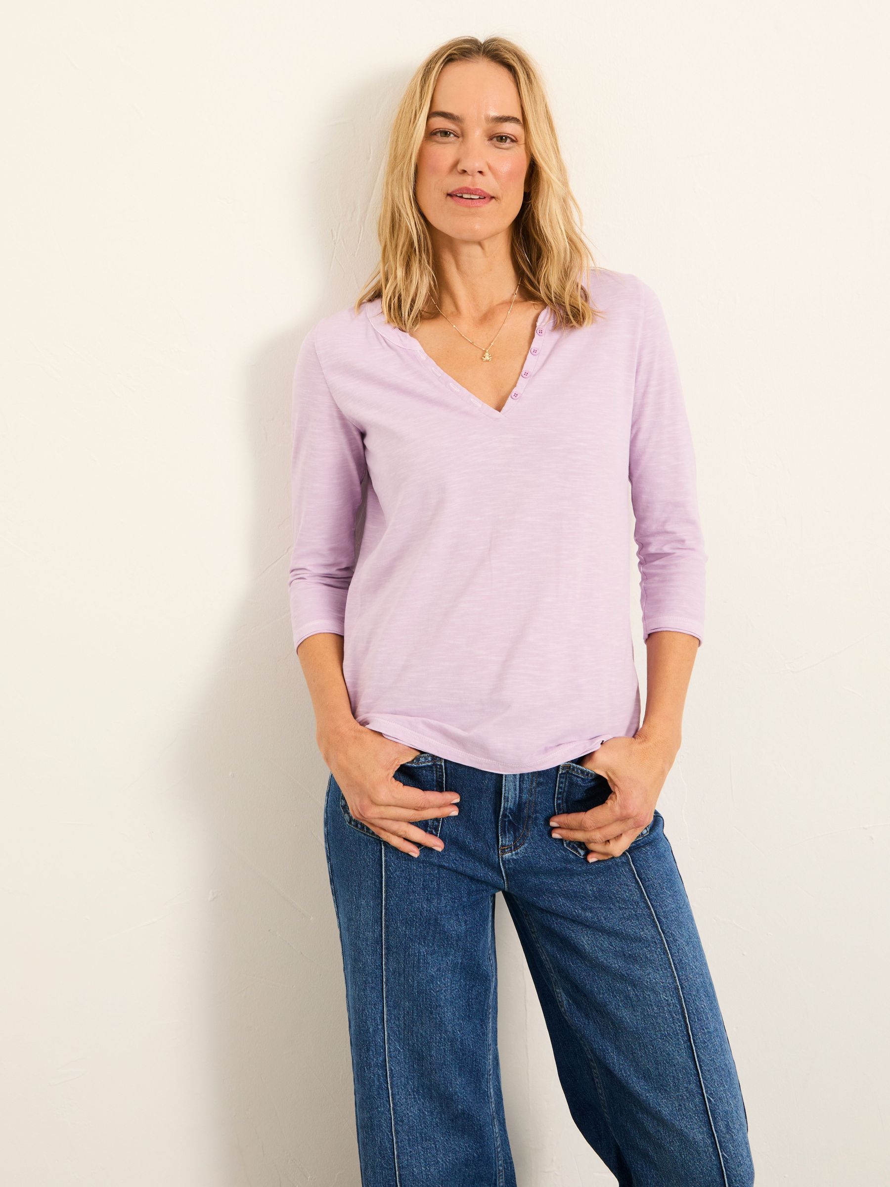 Aster Lilac Purple 3/4 Sleeve T Shirt (H60064) | £29.50