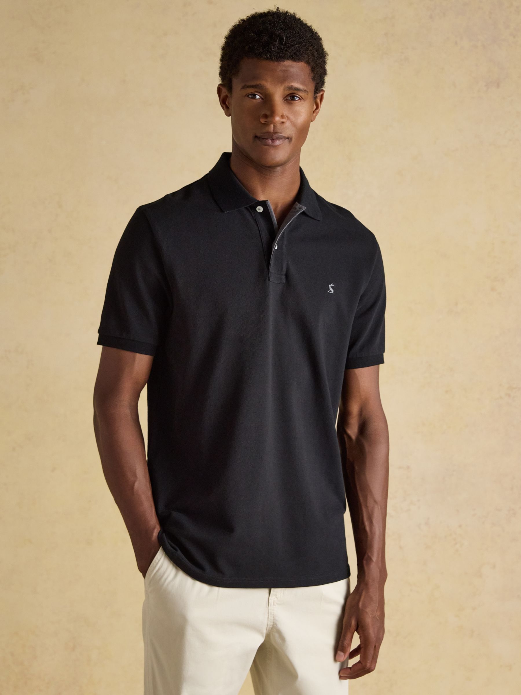 Woody Black Cotton Pique Polo Shirt (H60090) | £30
