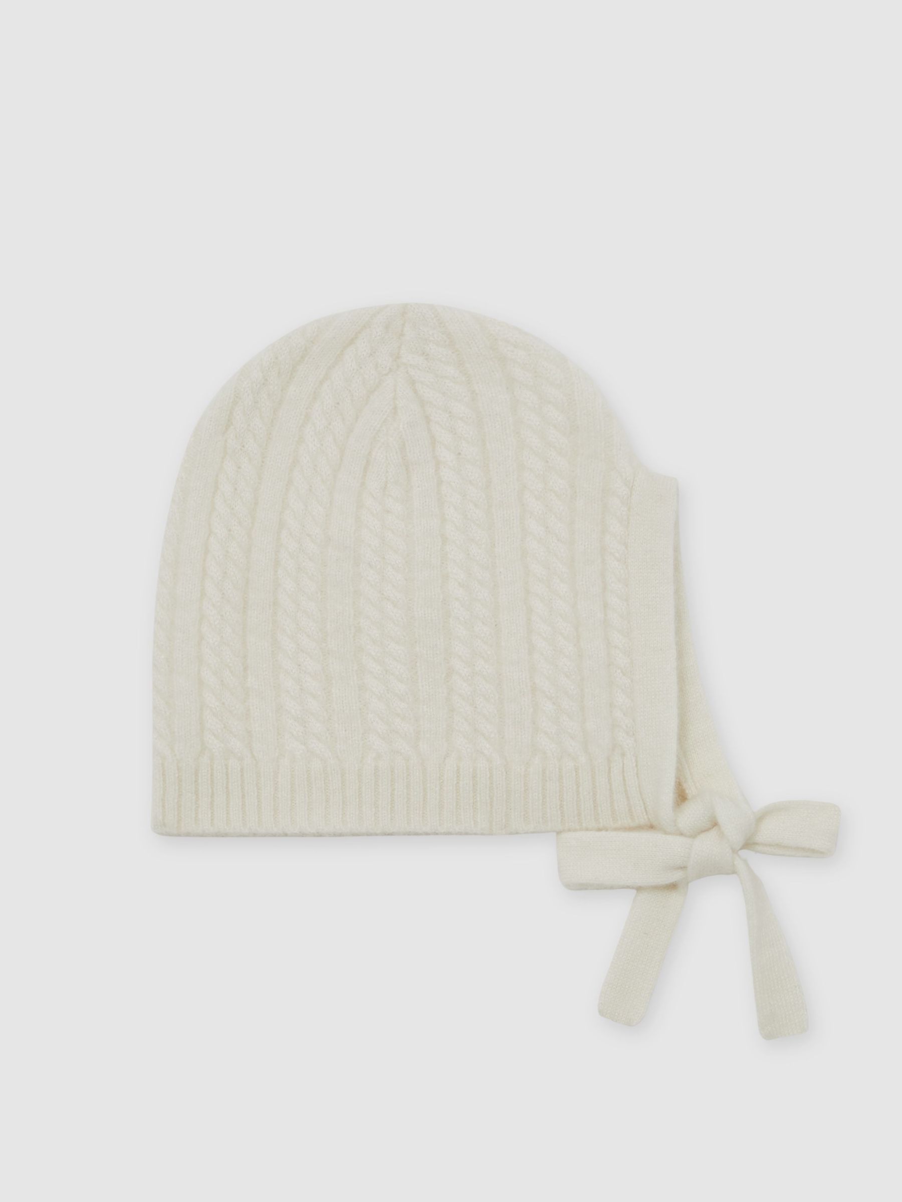 100% Cashmere Cable-Knit Bonnet Baby Accessories in Ivory (H60252) | £30