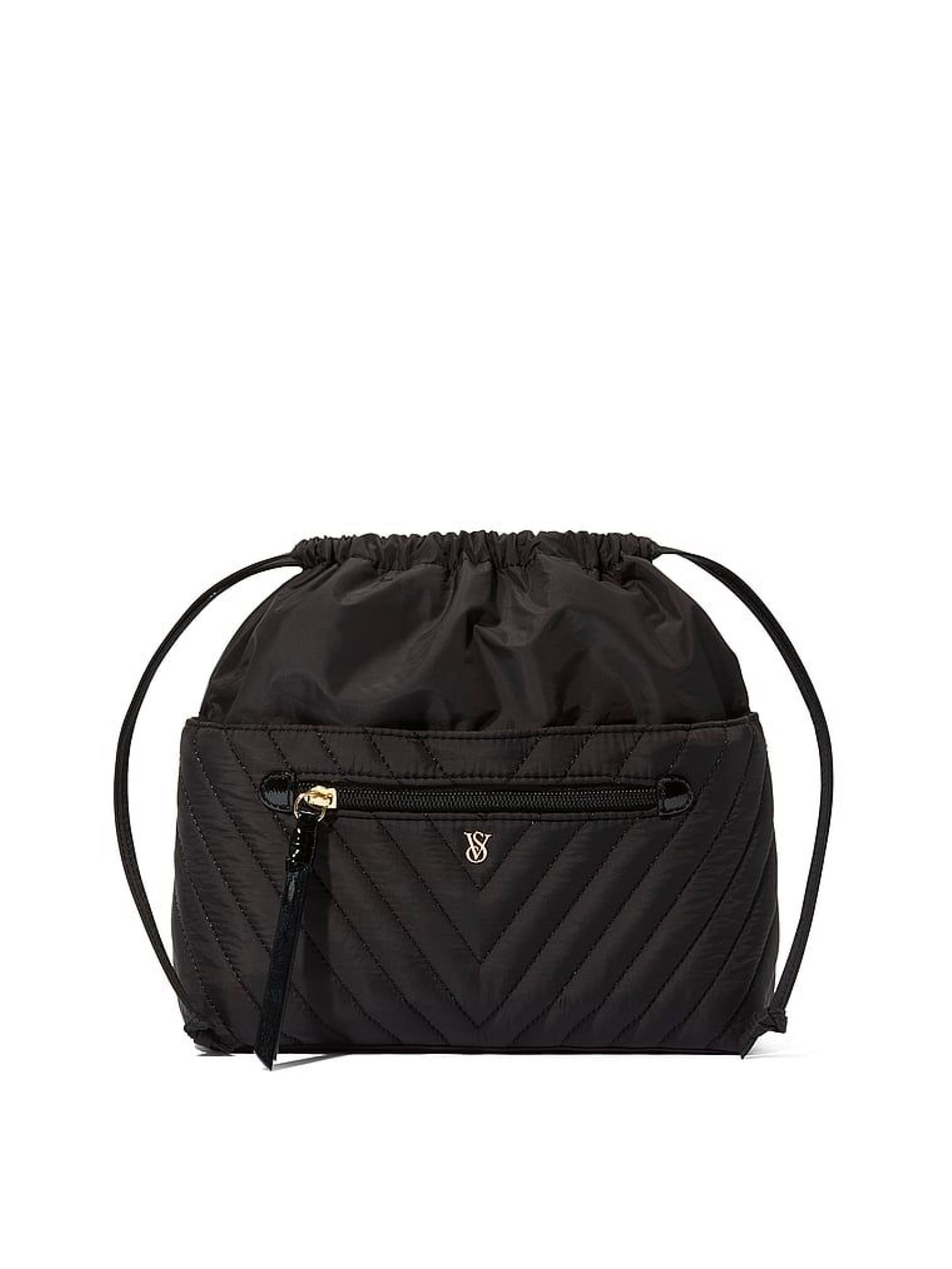 Black V Quilt Cinch Makeup Bag (H60332) | £39