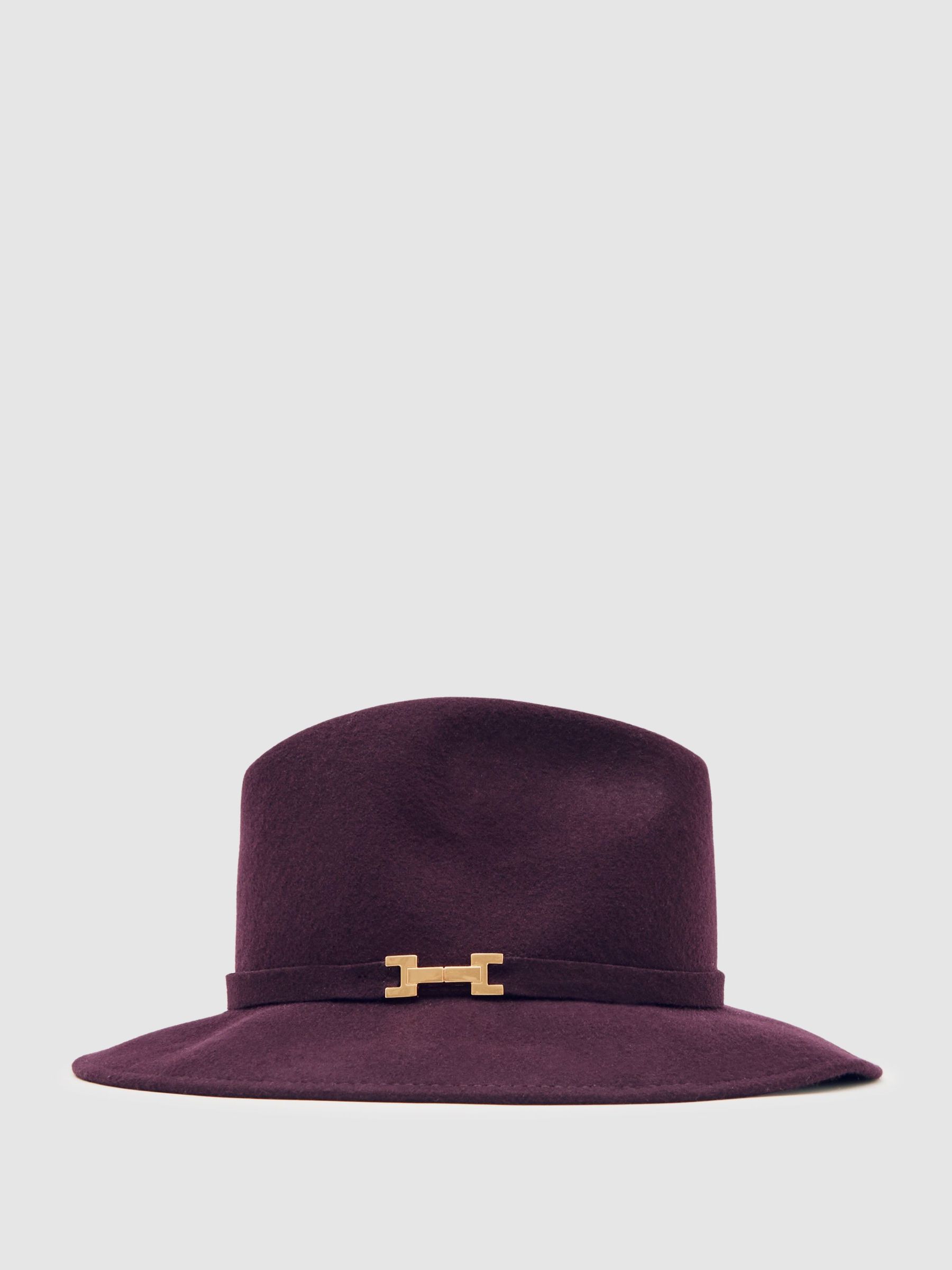 Wool Fedora Hat in Burgundy (H60502) | £78