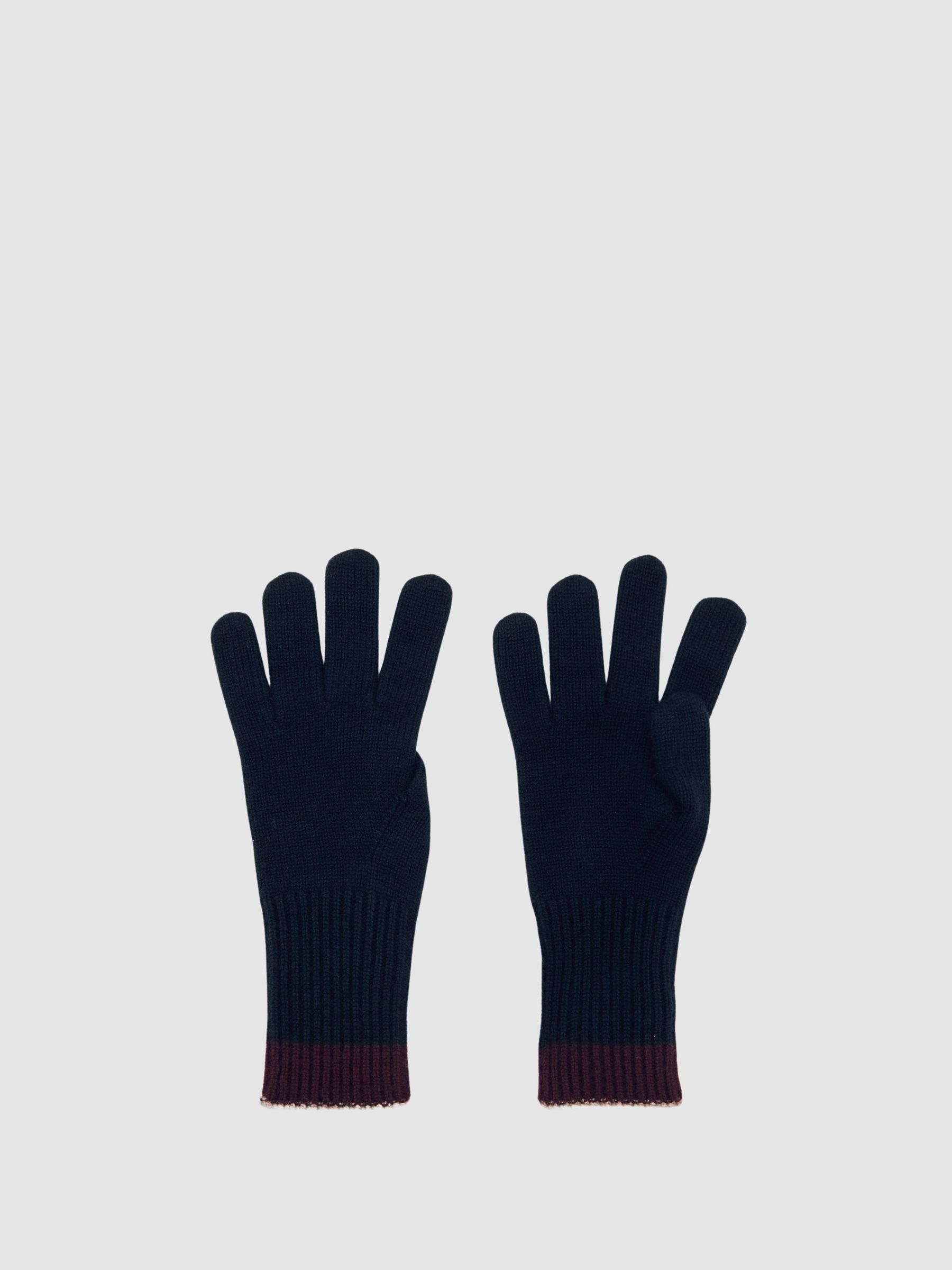 Wool-Blend Tipped Gloves With Cashmere in Navy (H60512) | £48