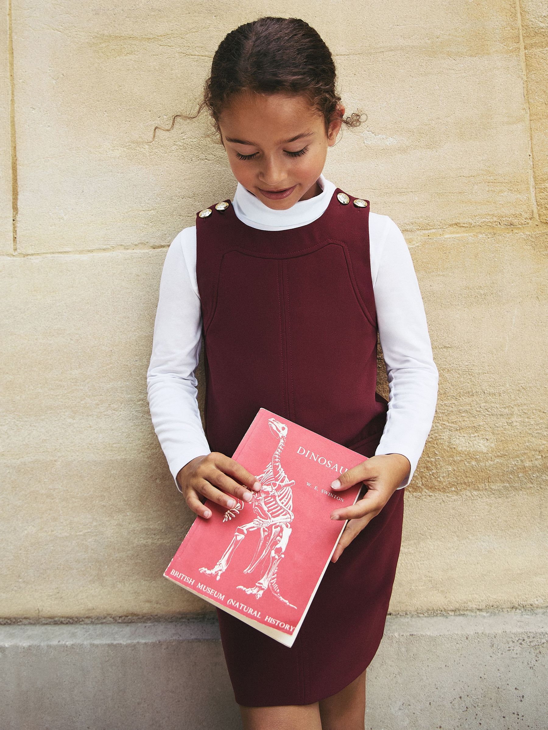 3-9 yrs Button-Detail Sleeveless Shift Dress in Berry (H60737) | £50