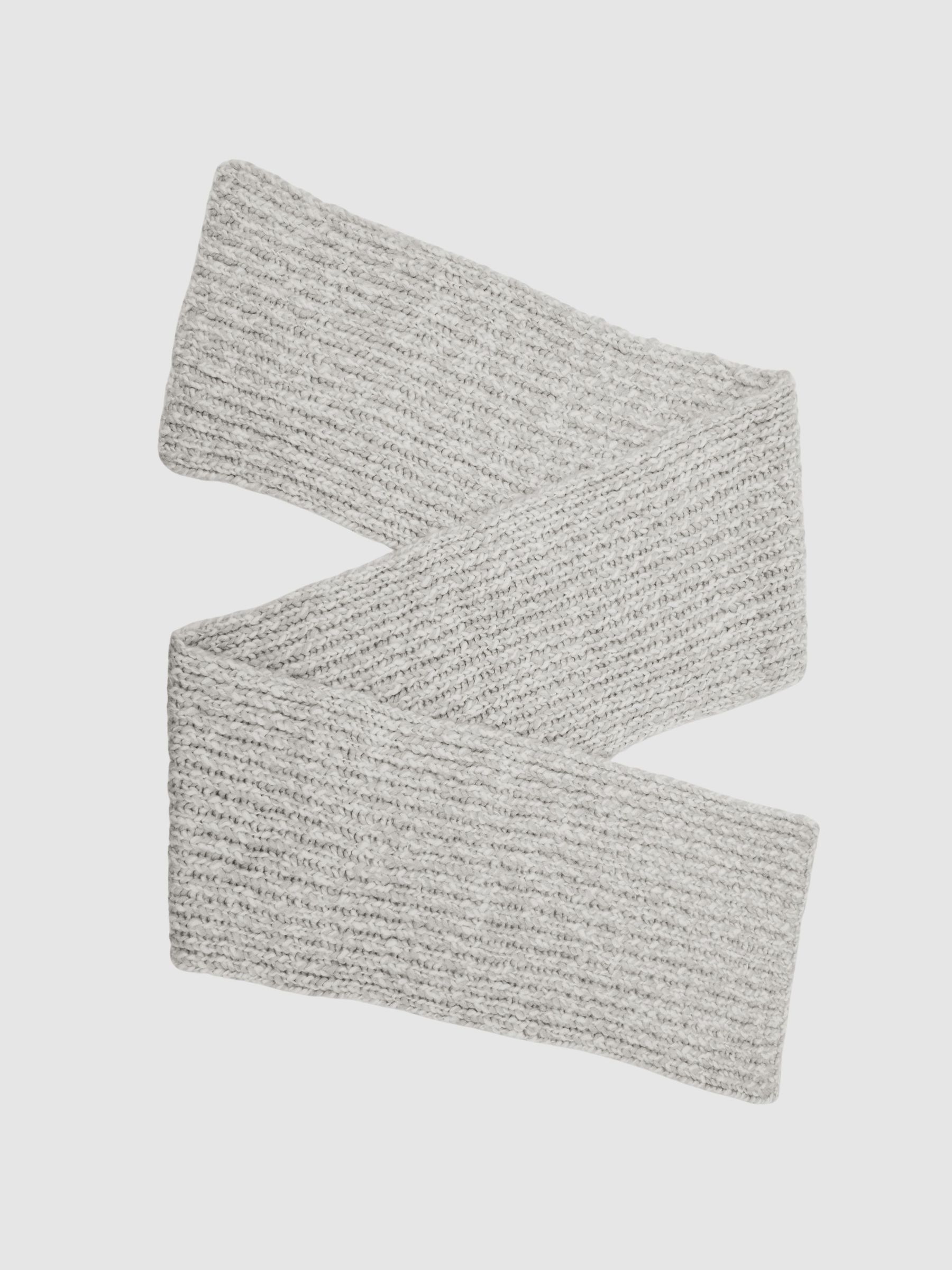 Rib-Knit Marl Scarf with Wool in Grey Marl (H60848) | £88