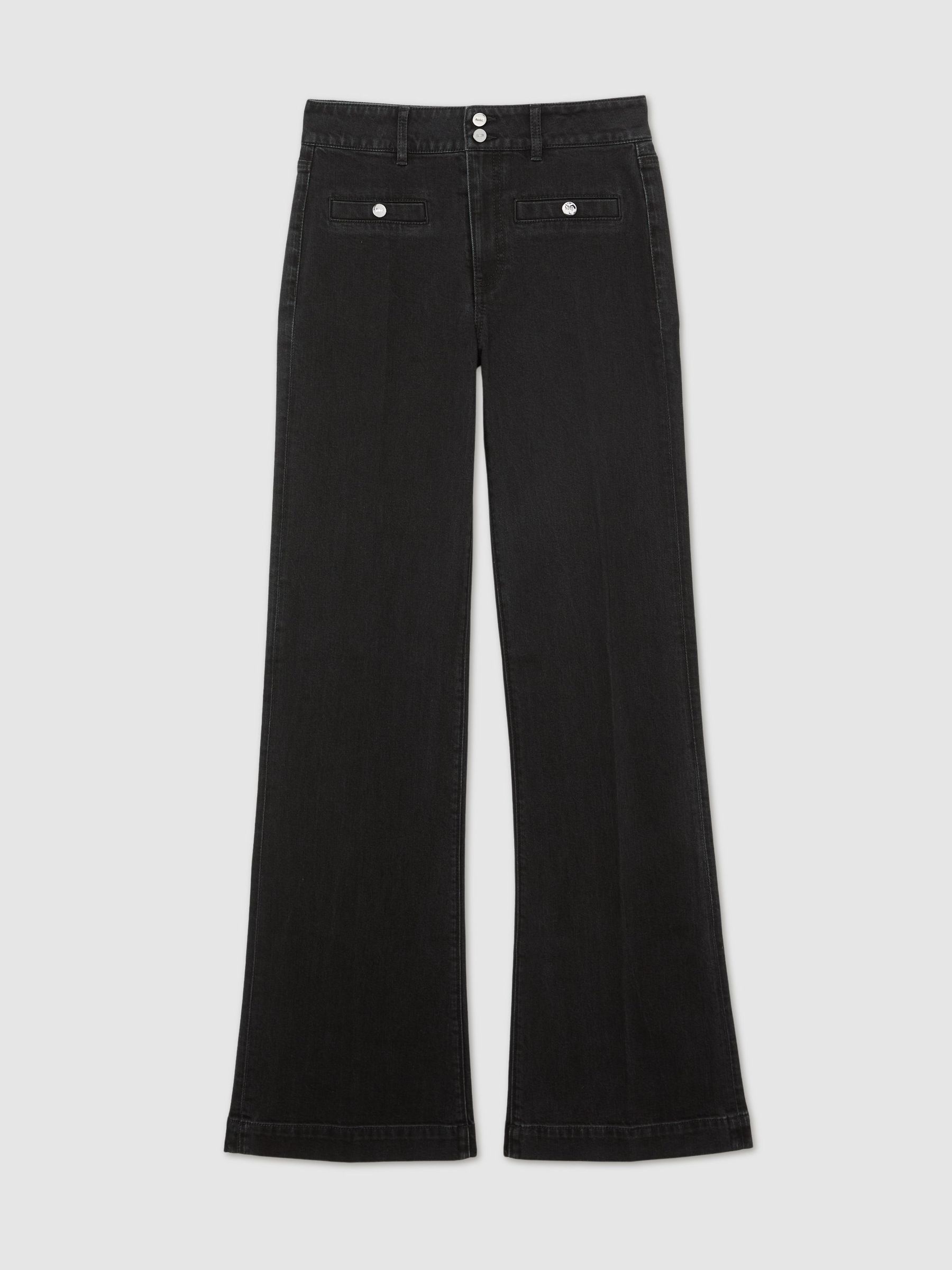 Wide-Leg High-Waist Jeans in Washed Black