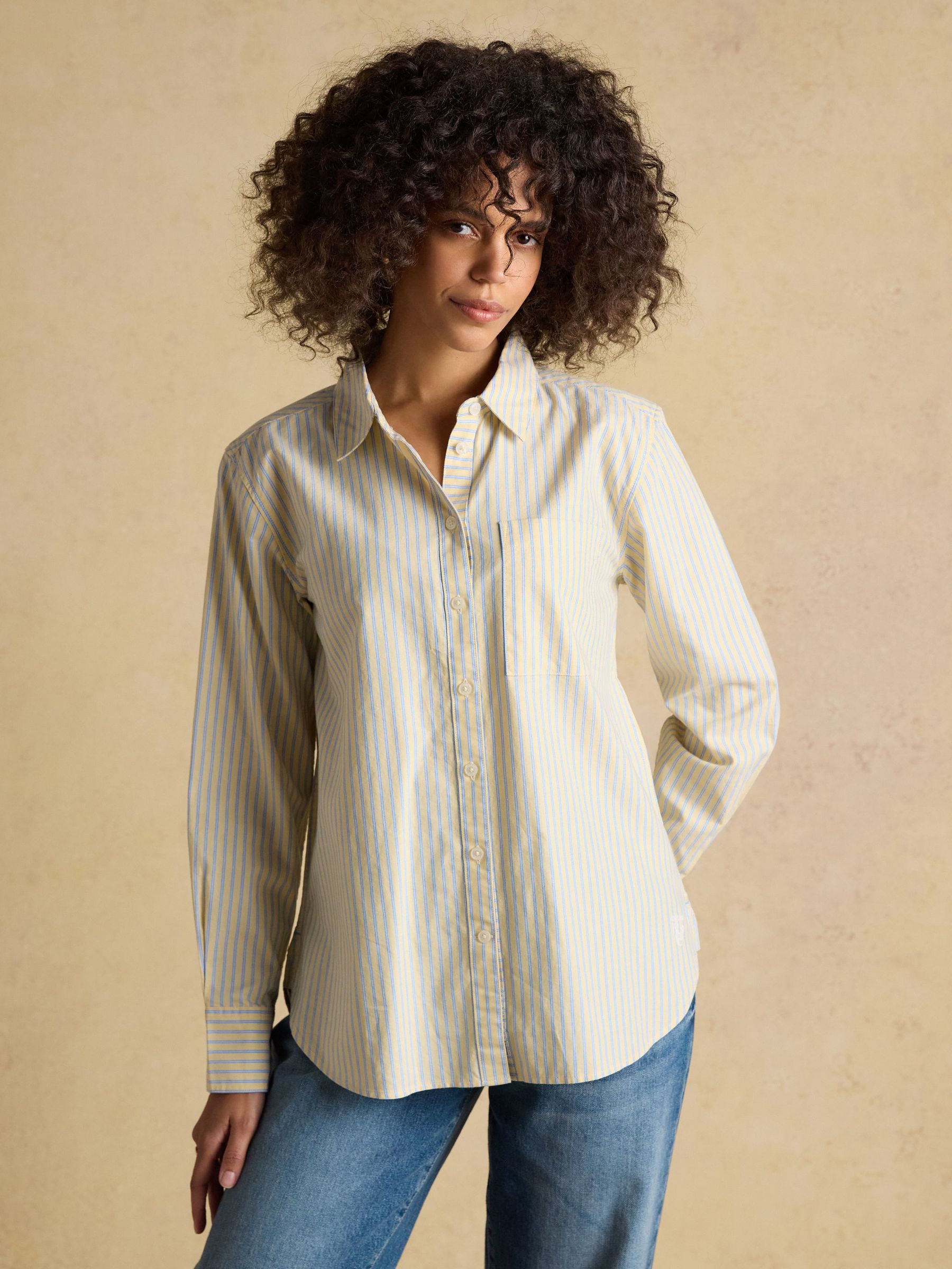 Yellow Striped Boyfriend Fit Oxford Shirt