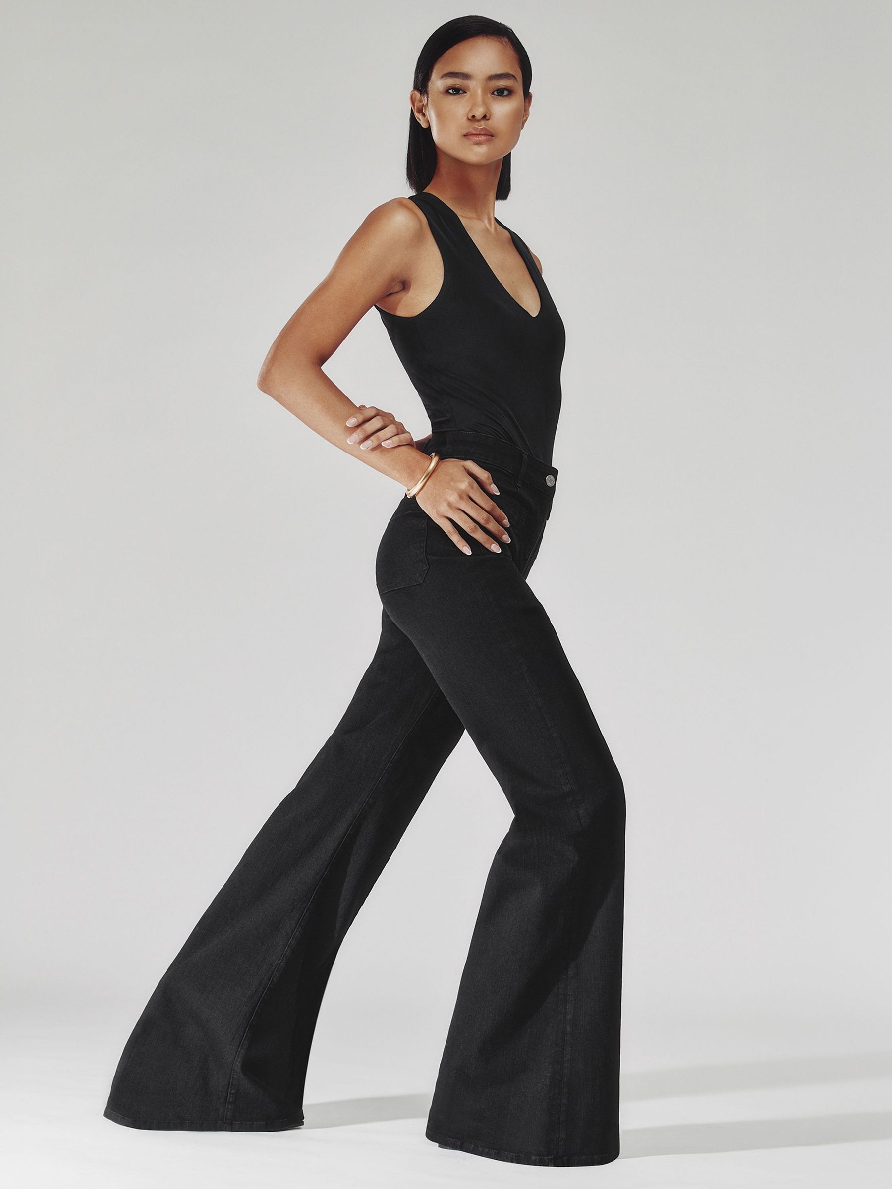 Patch Pocket Flared Jeans in Black (H64325) | £158