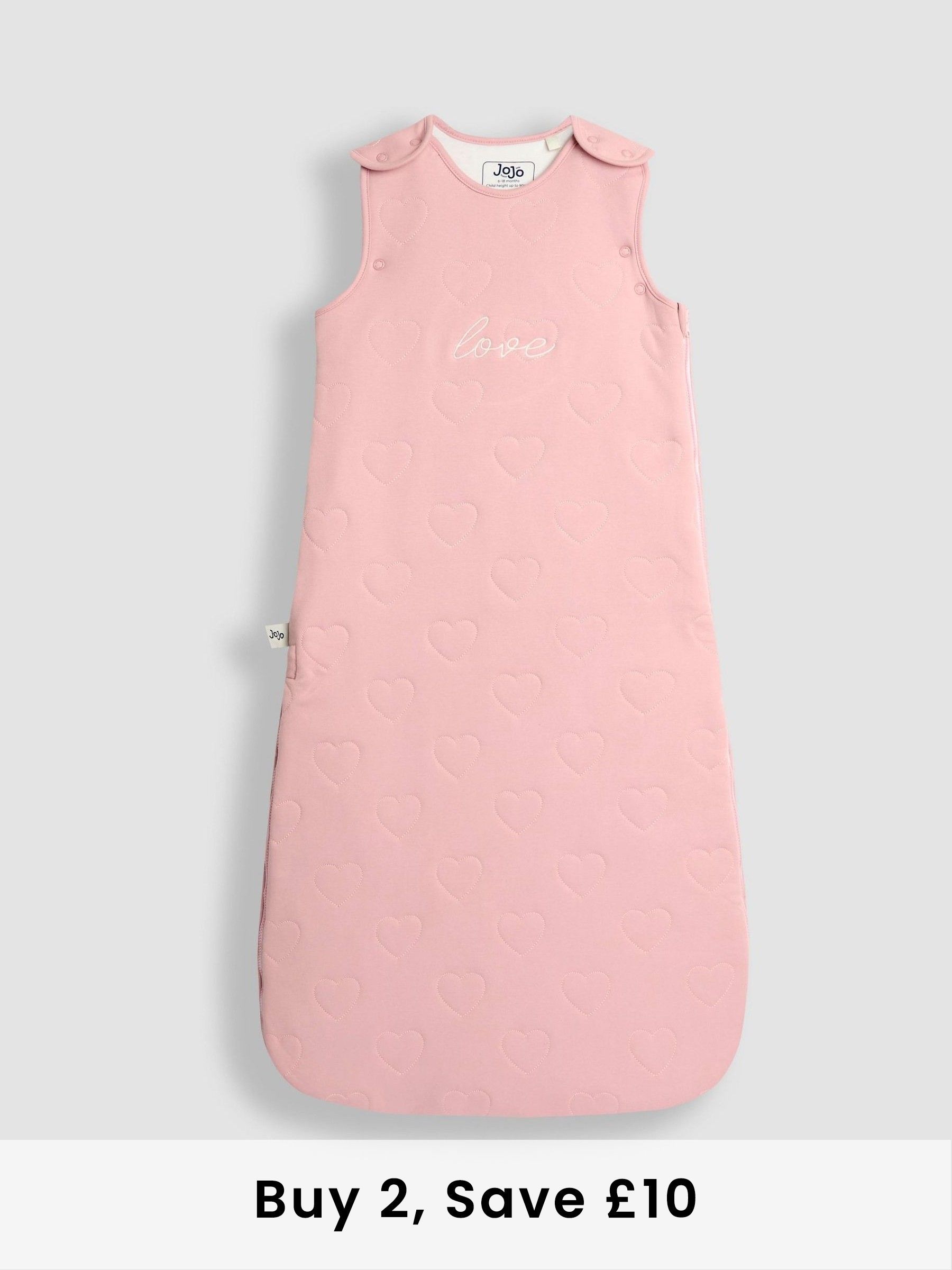 Pink Heart Quilted 2.5 Tog Baby Sleeping Bag (H64368) | £32