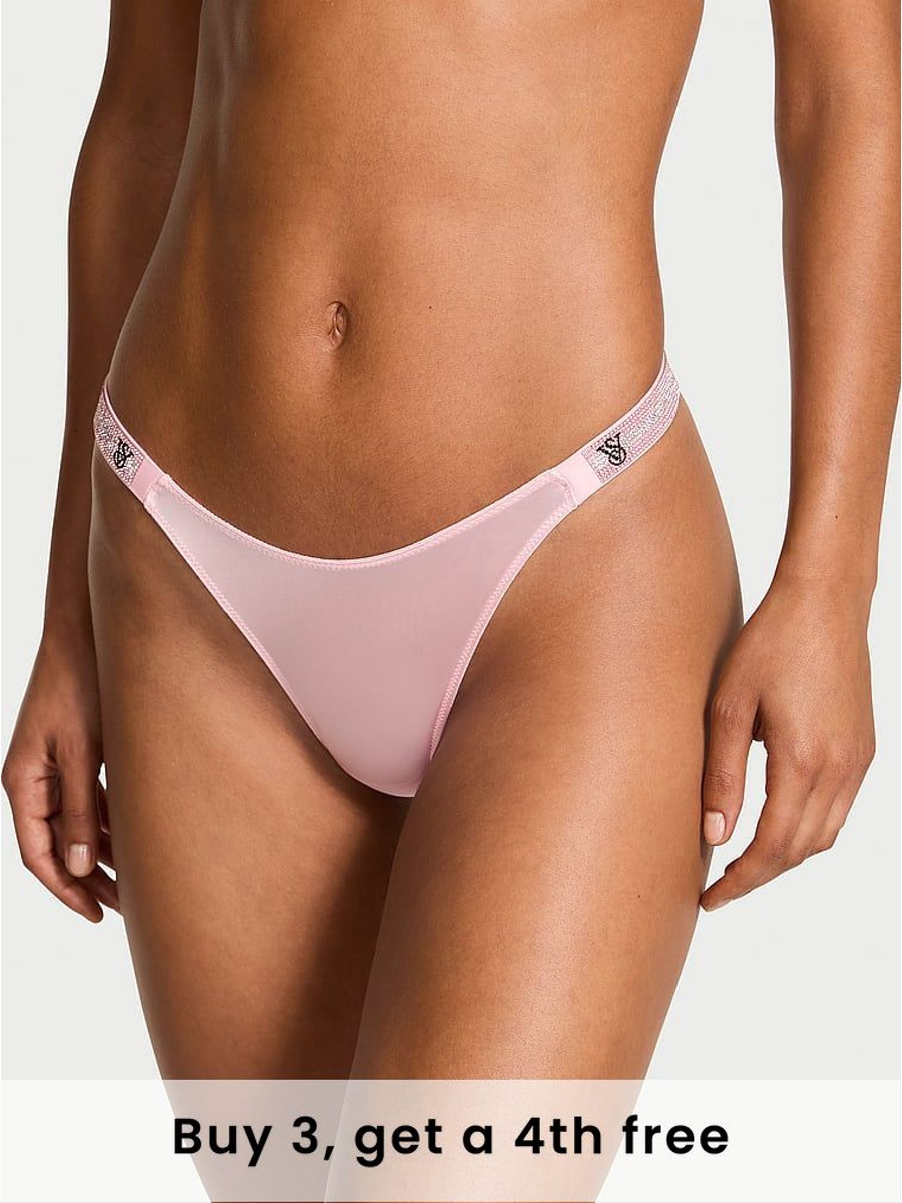 Pretty Blossom Pink Thong Shine Strap Knickers (H64524) | £20