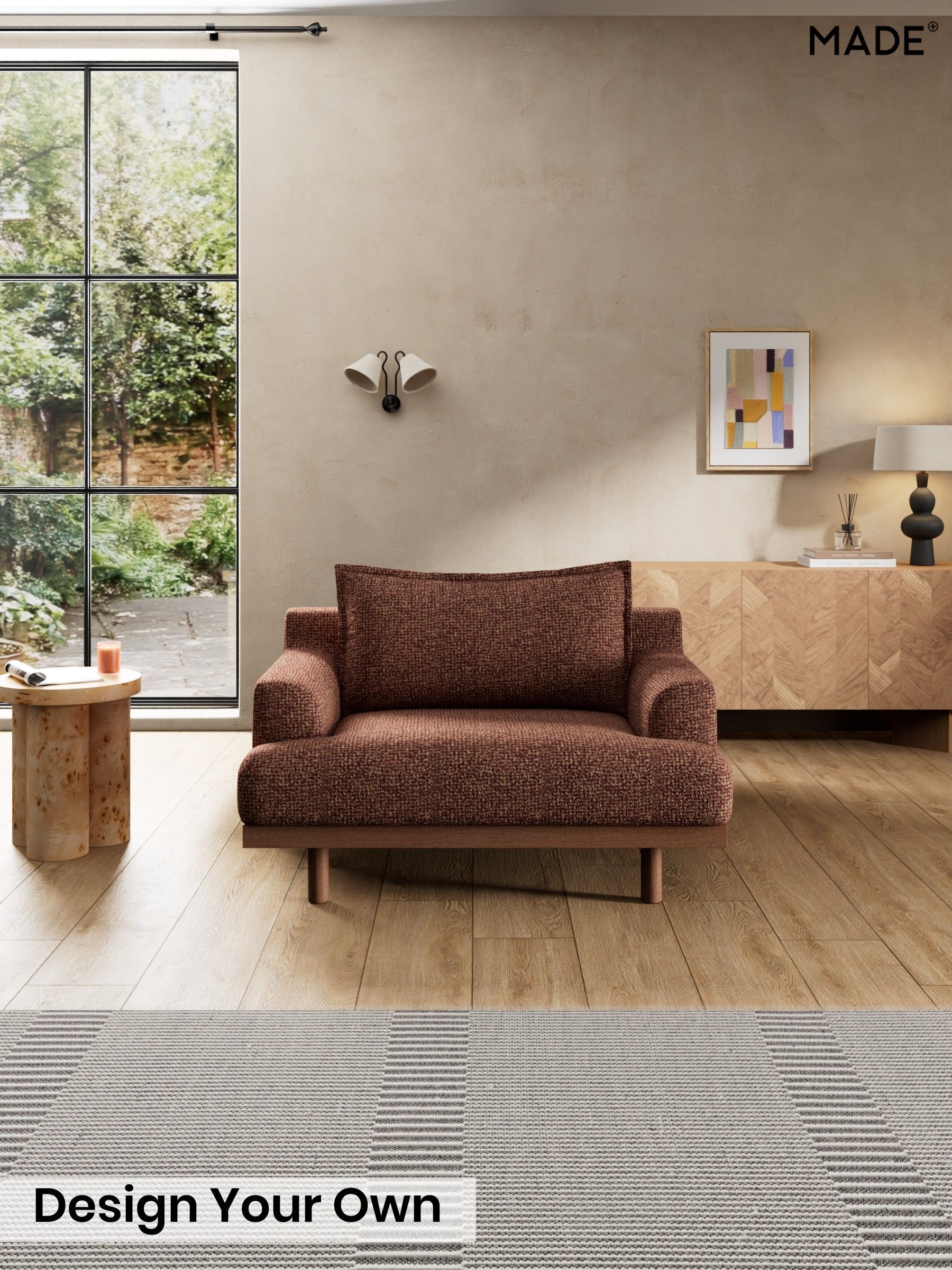 Tonal Boucle/Maroon Red and Light Caramel - Turin By Made
