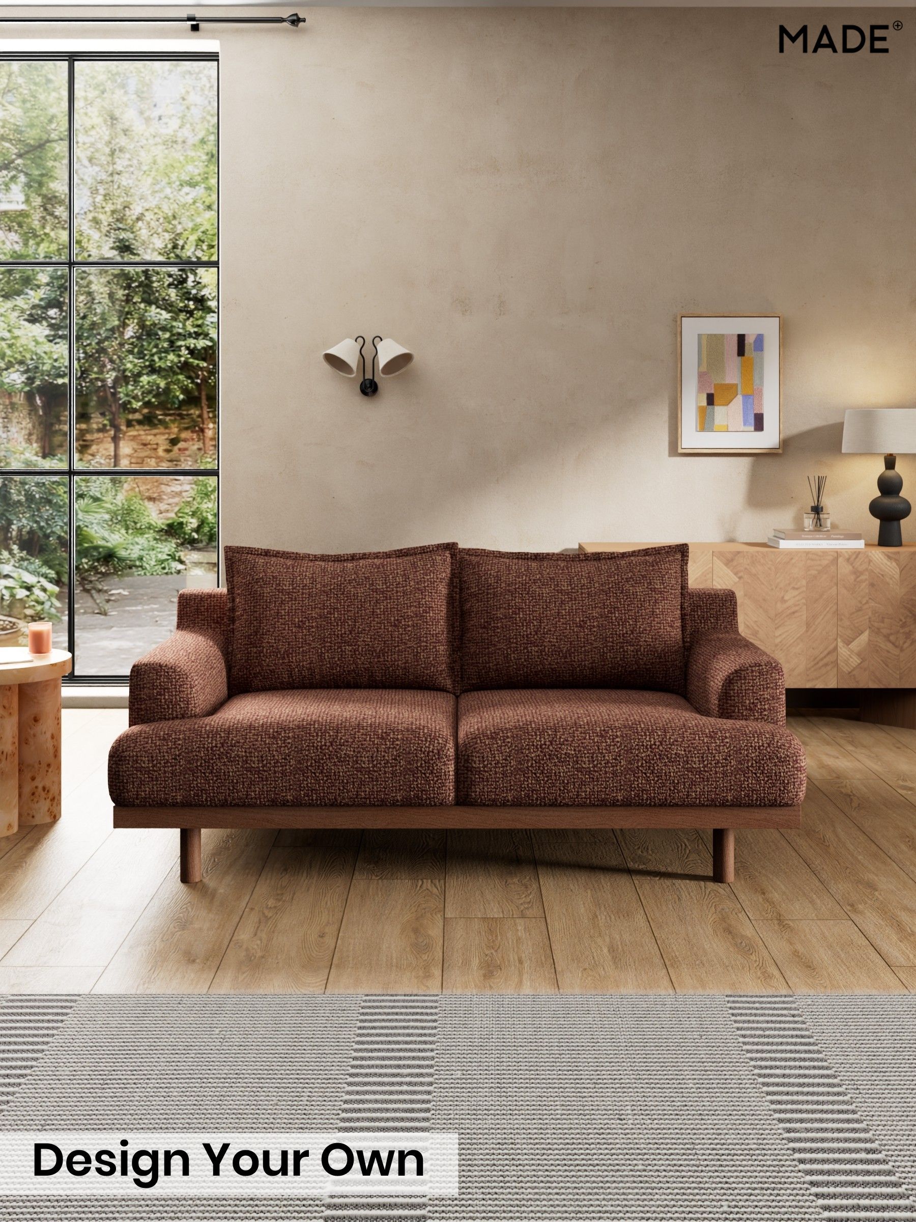 Tonal Boucle/Maroon Red and Light Caramel - Turin By Made