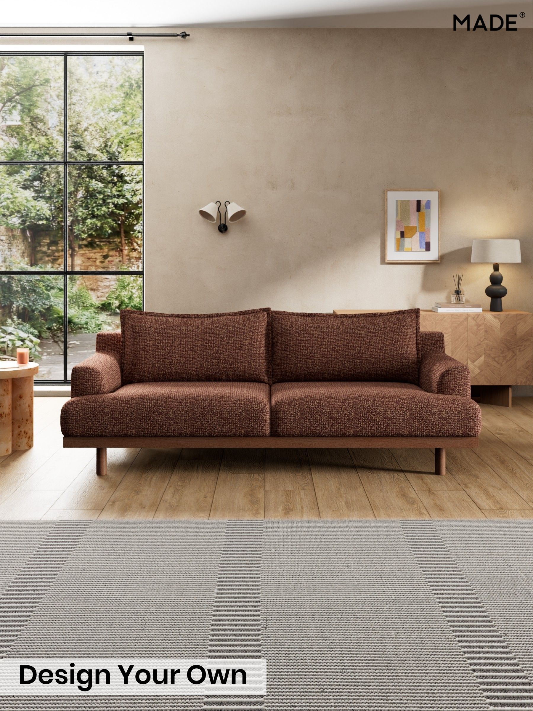 Tonal Boucle/Maroon Red and Light Caramel - Turin By Made