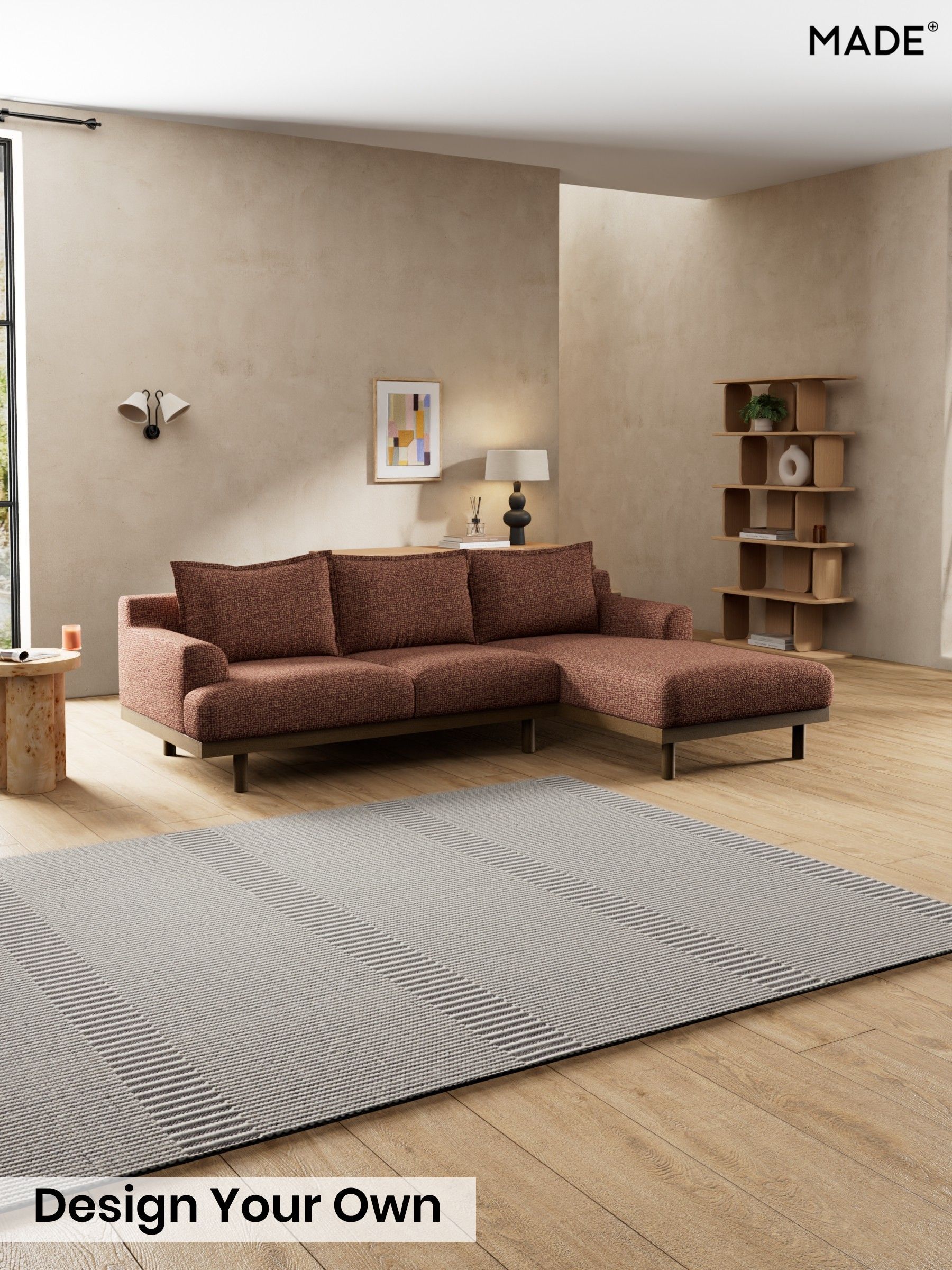 Tonal Boucle/Maroon Red and Light Caramel - Turin By Made
