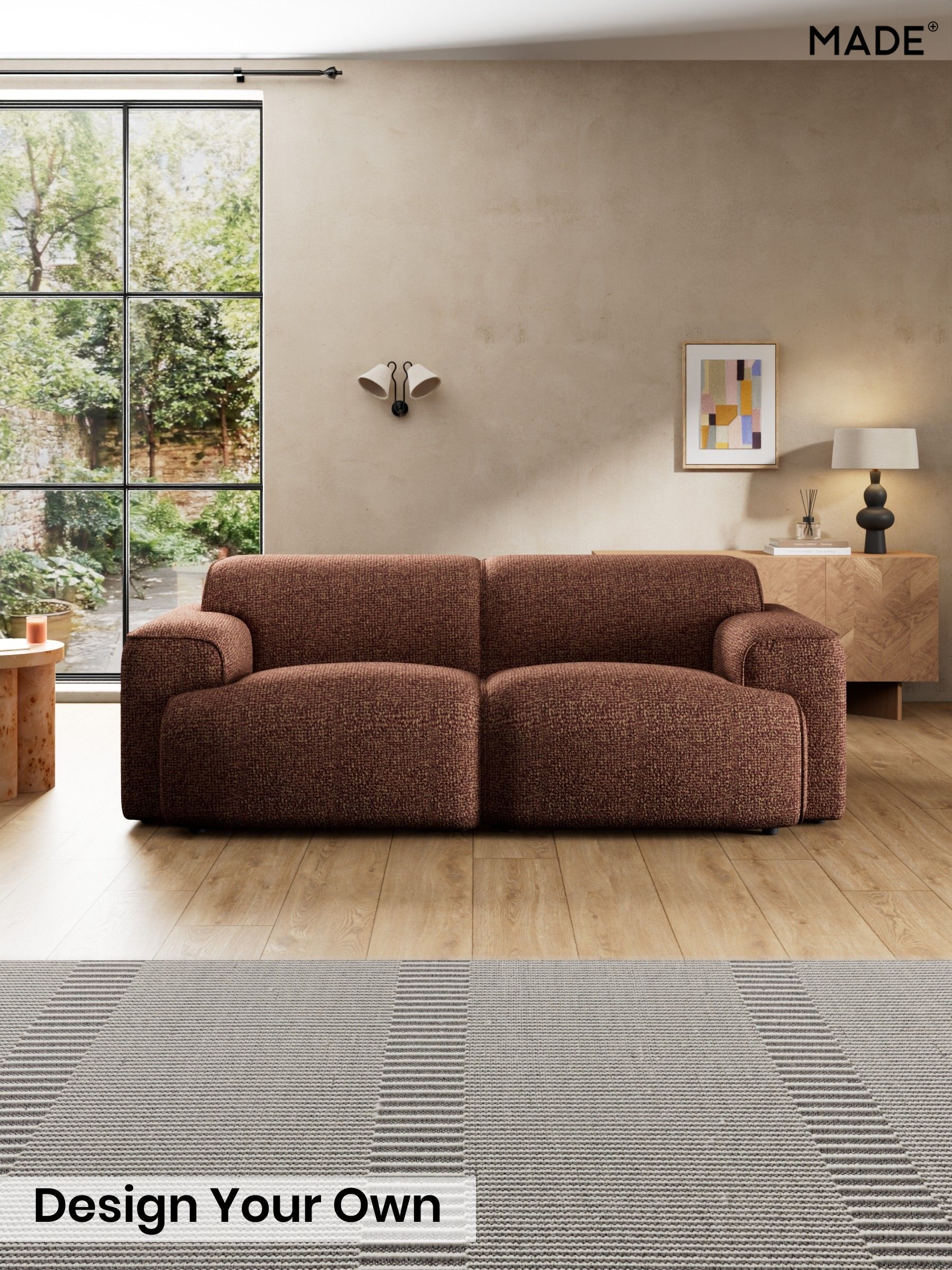 Tonal Boucle/Maroon Red and Light Caramel - Avalon By Made