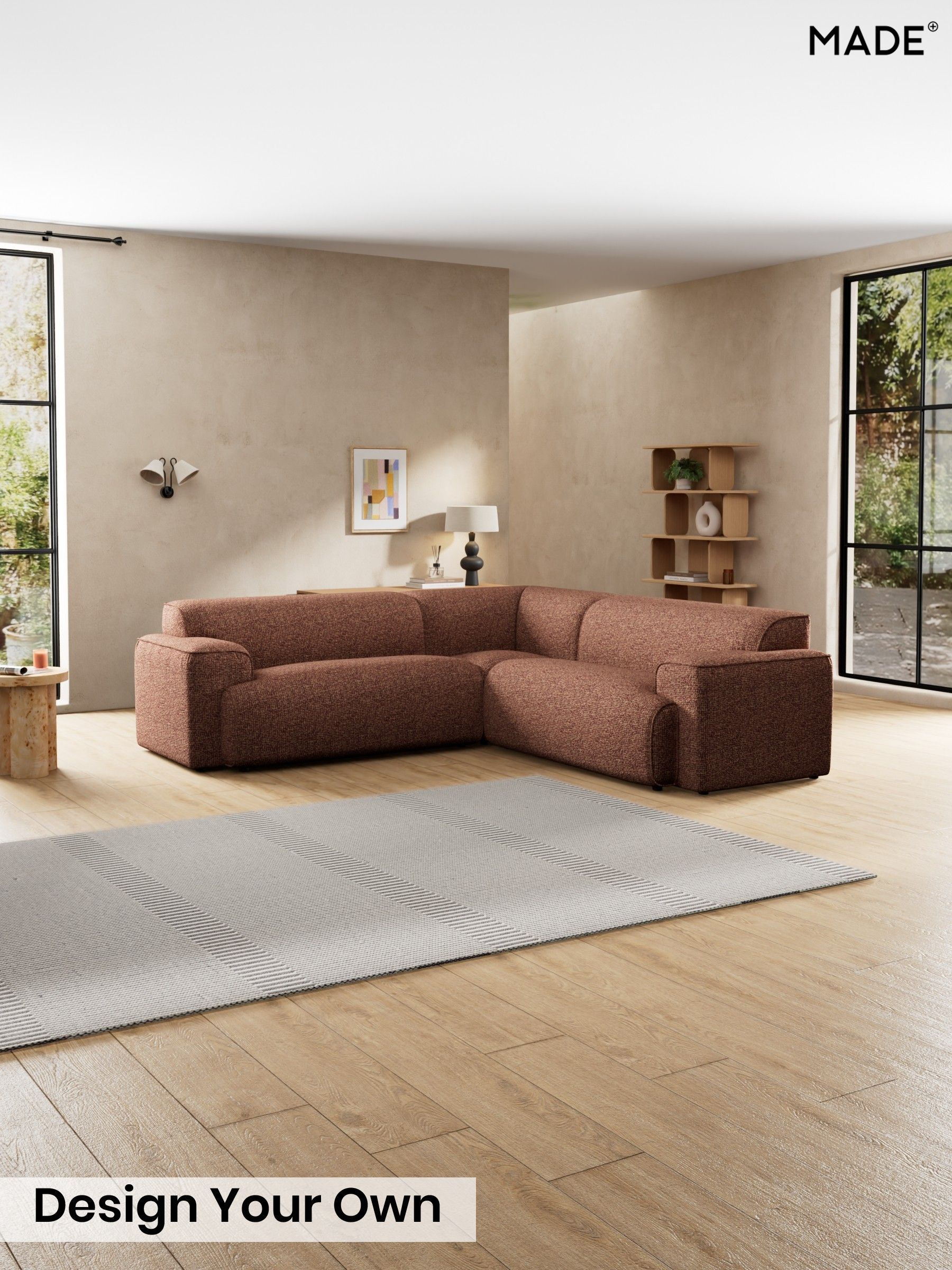 Tonal Boucle/Maroon Red and Light Caramel - Avalon By Made