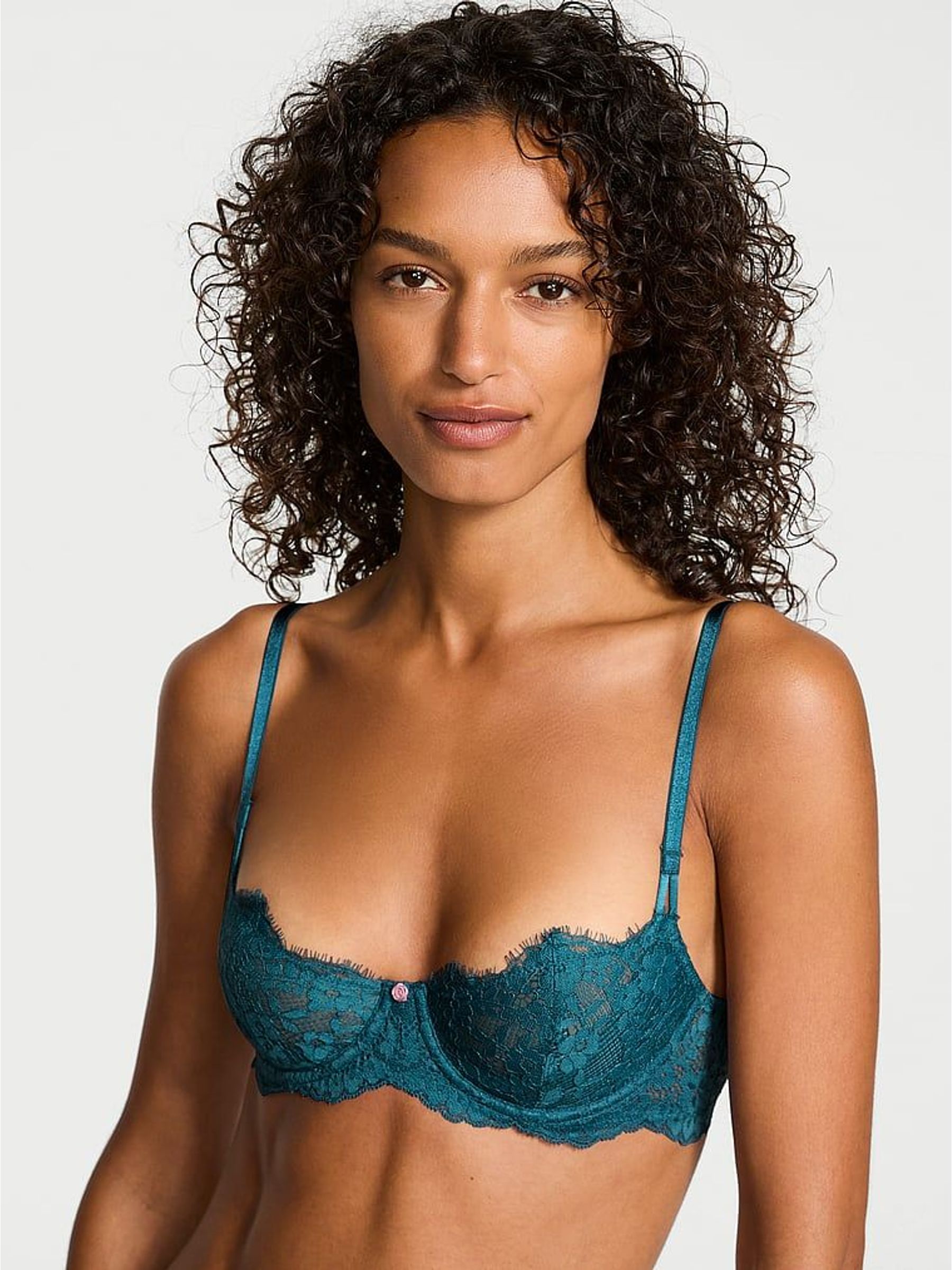 Teal Haze Blue Unlined Balcony Lace Bra (H64680) | £45