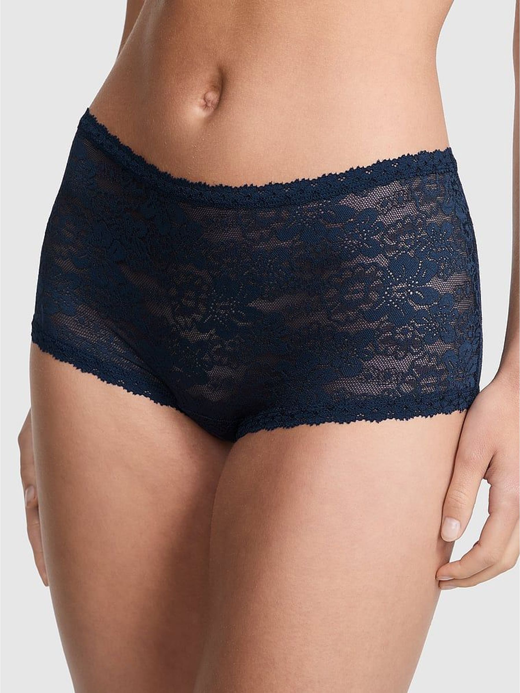 Noir Navy Blue Short Floral Lace Knickers (H64740) | £10