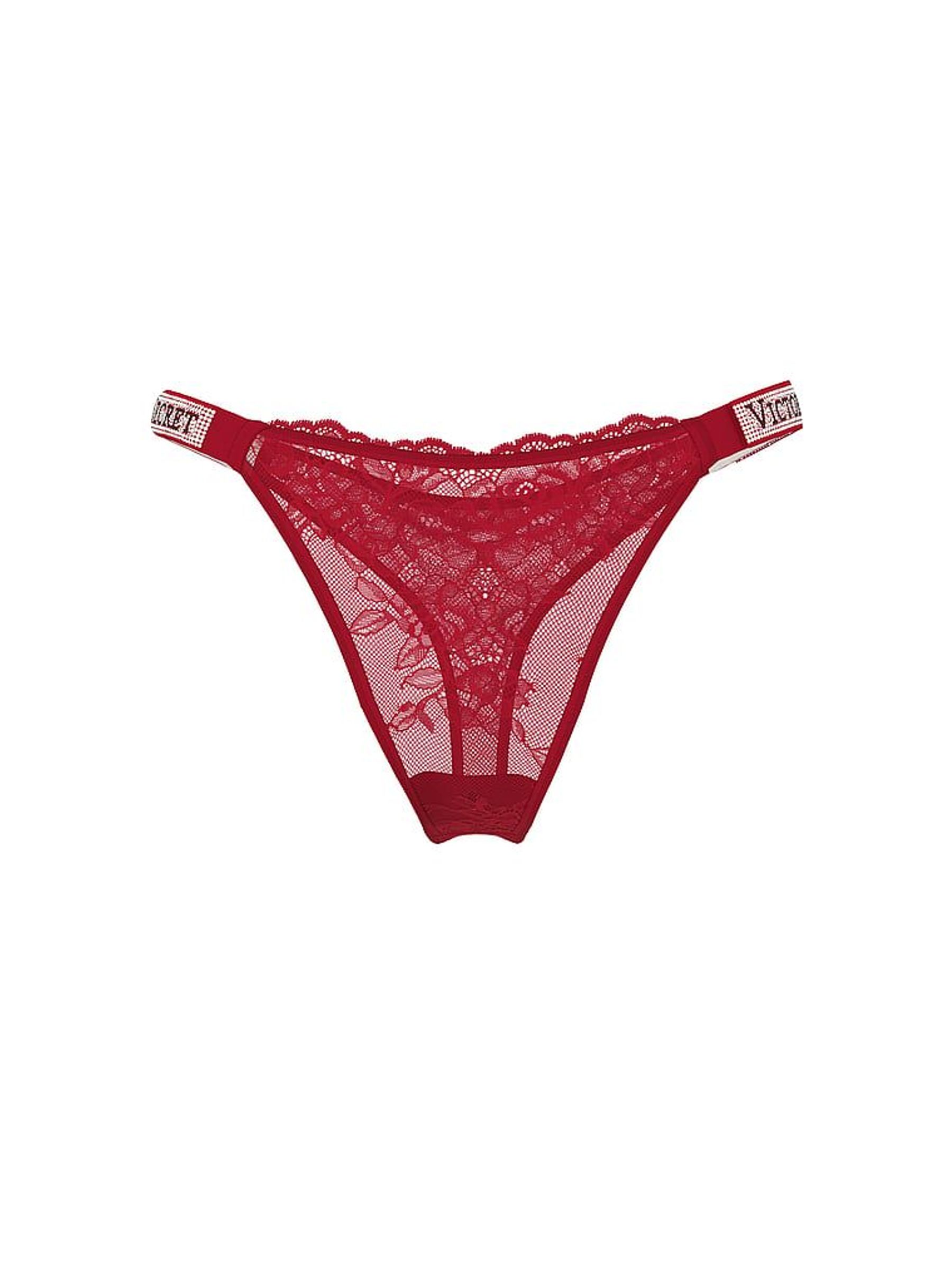 Red Lacquer Thong Shine Strap Lace Knickers (H64761) | £20