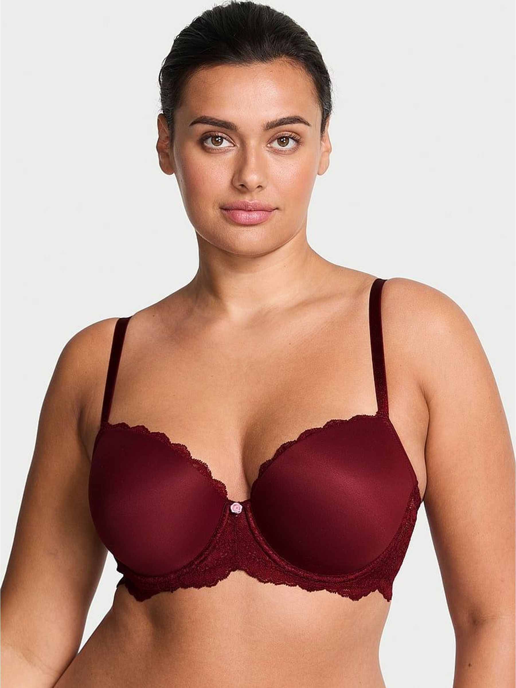 Sangria Red Lace Trim Lightly Lined Demi Bra (H64795) | £45