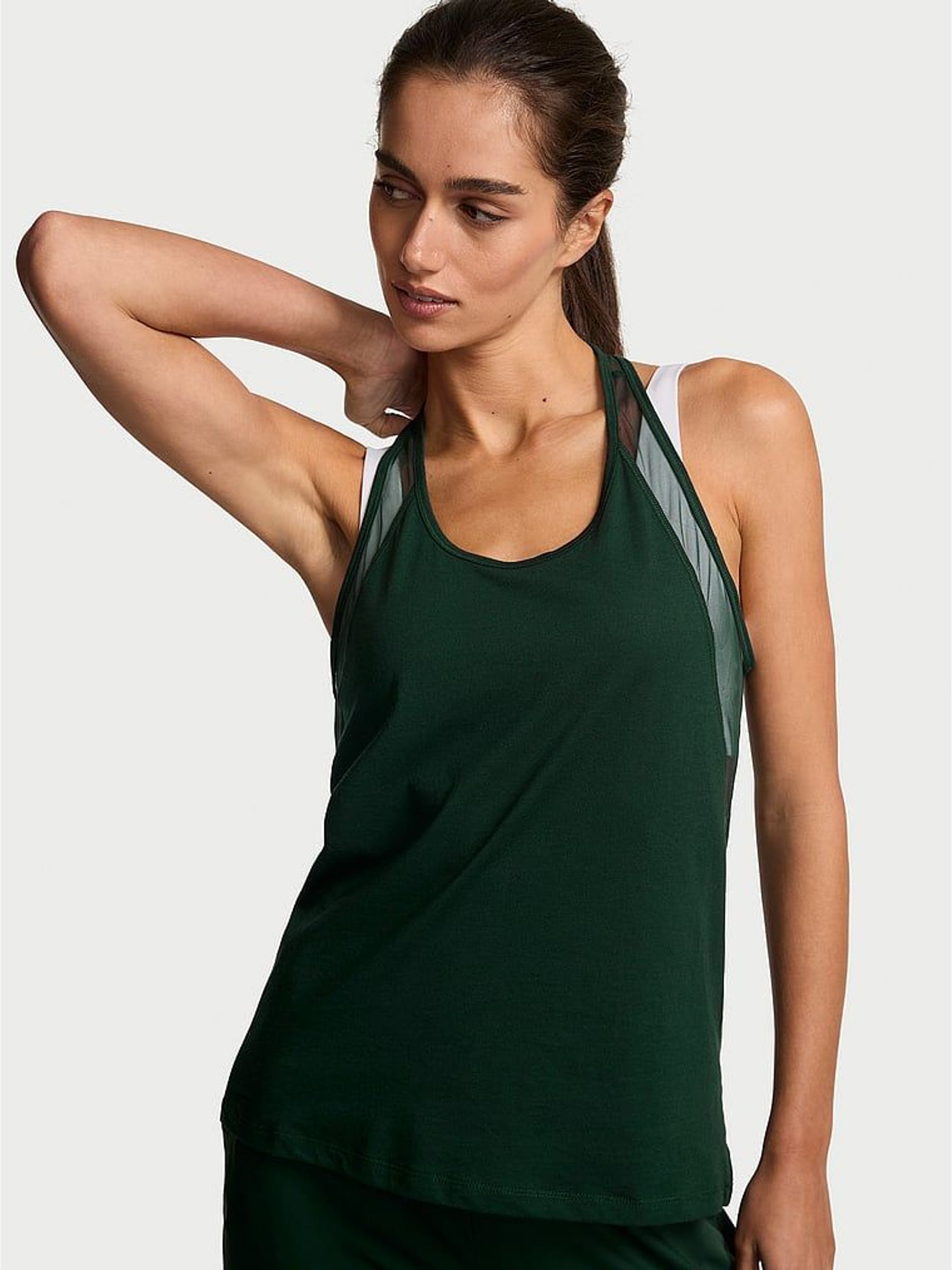Cilantro Green Racerback Mesh Tank Top (H64829) | £29 - £30