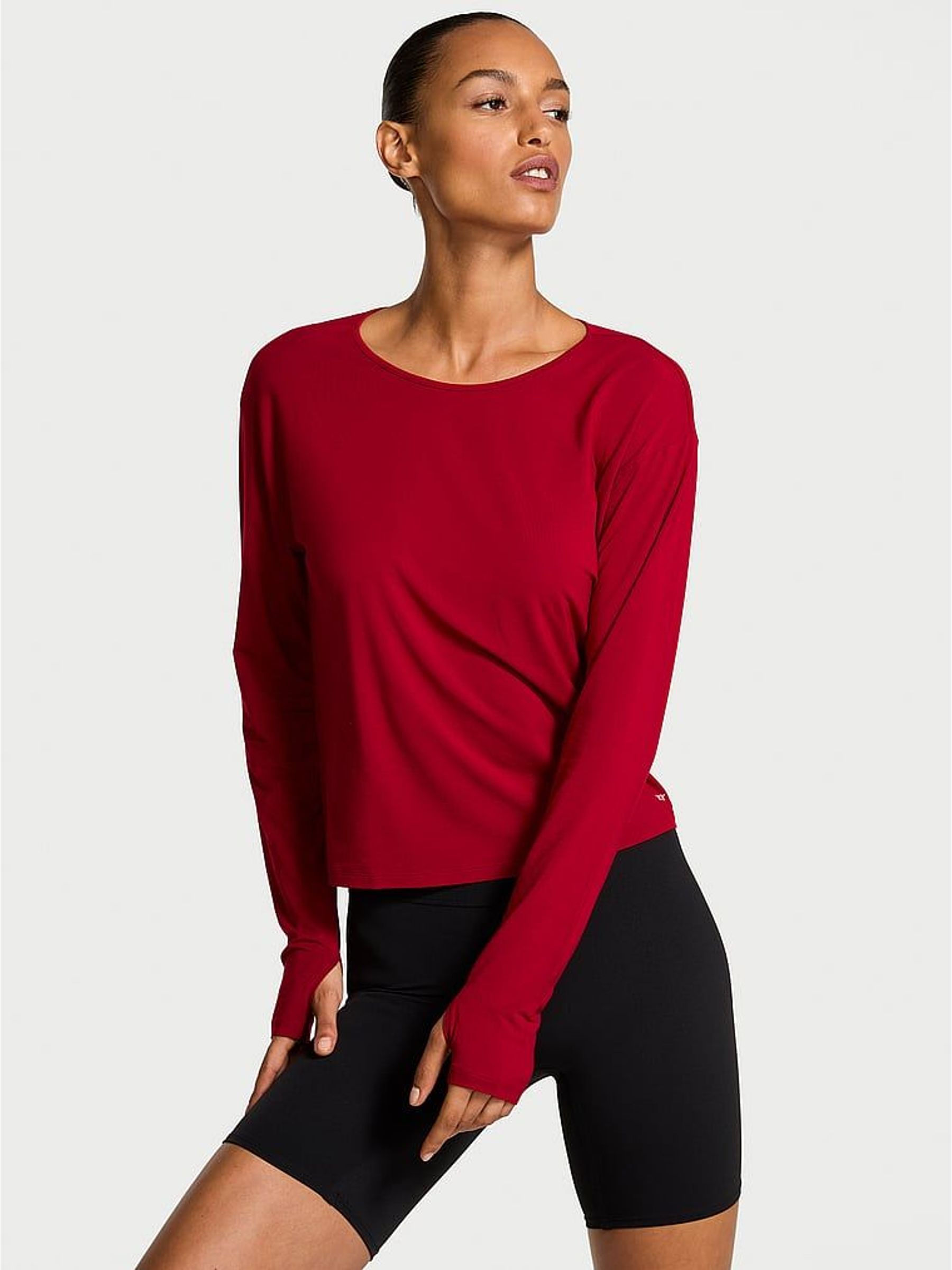 Red Lacquer Long Sleeve Open Back T-Shirt (H64921) | £36 - £49