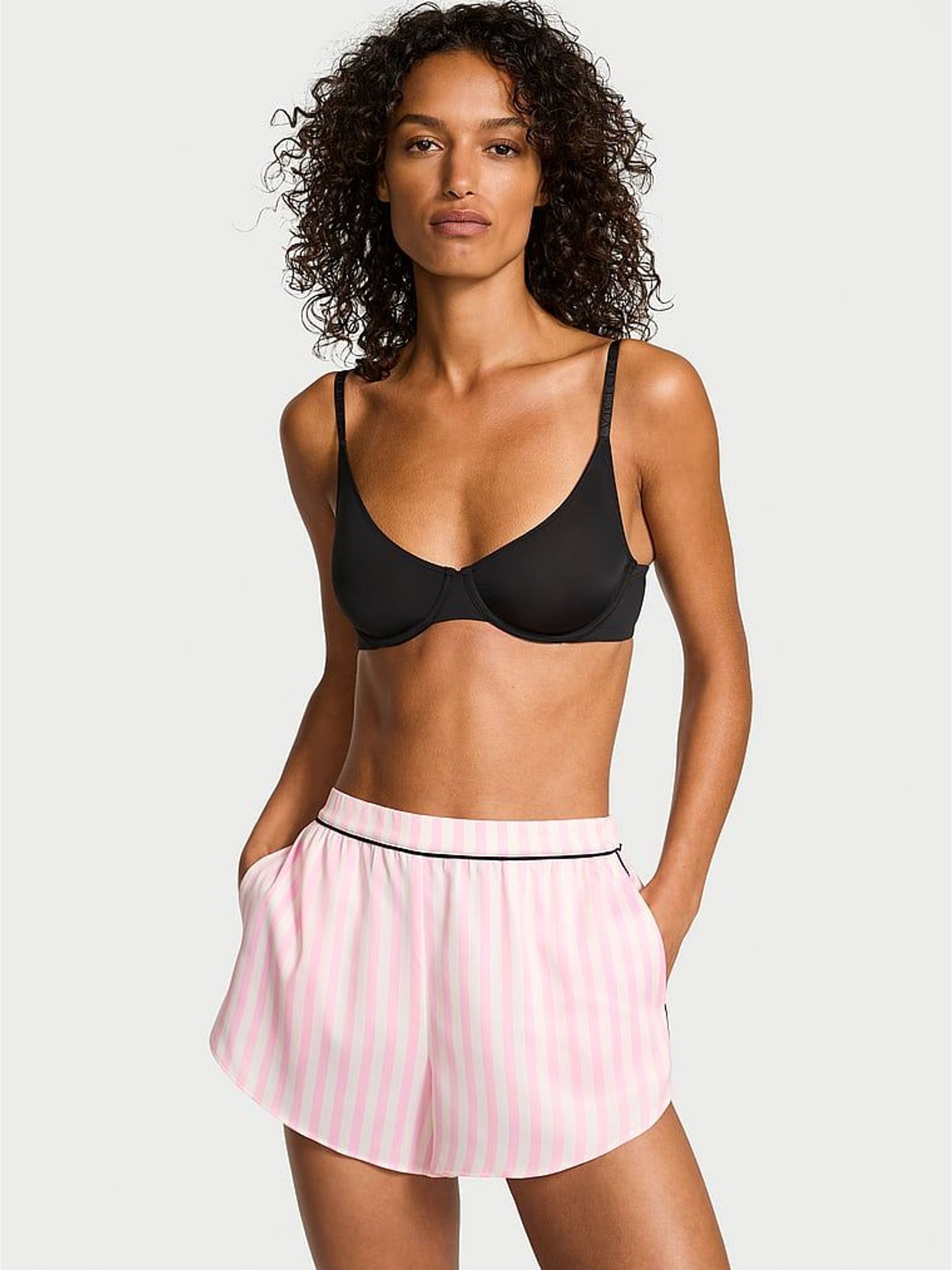 Iconic Stripe Pink Satin Pyjama Shorts (H64948) | £36