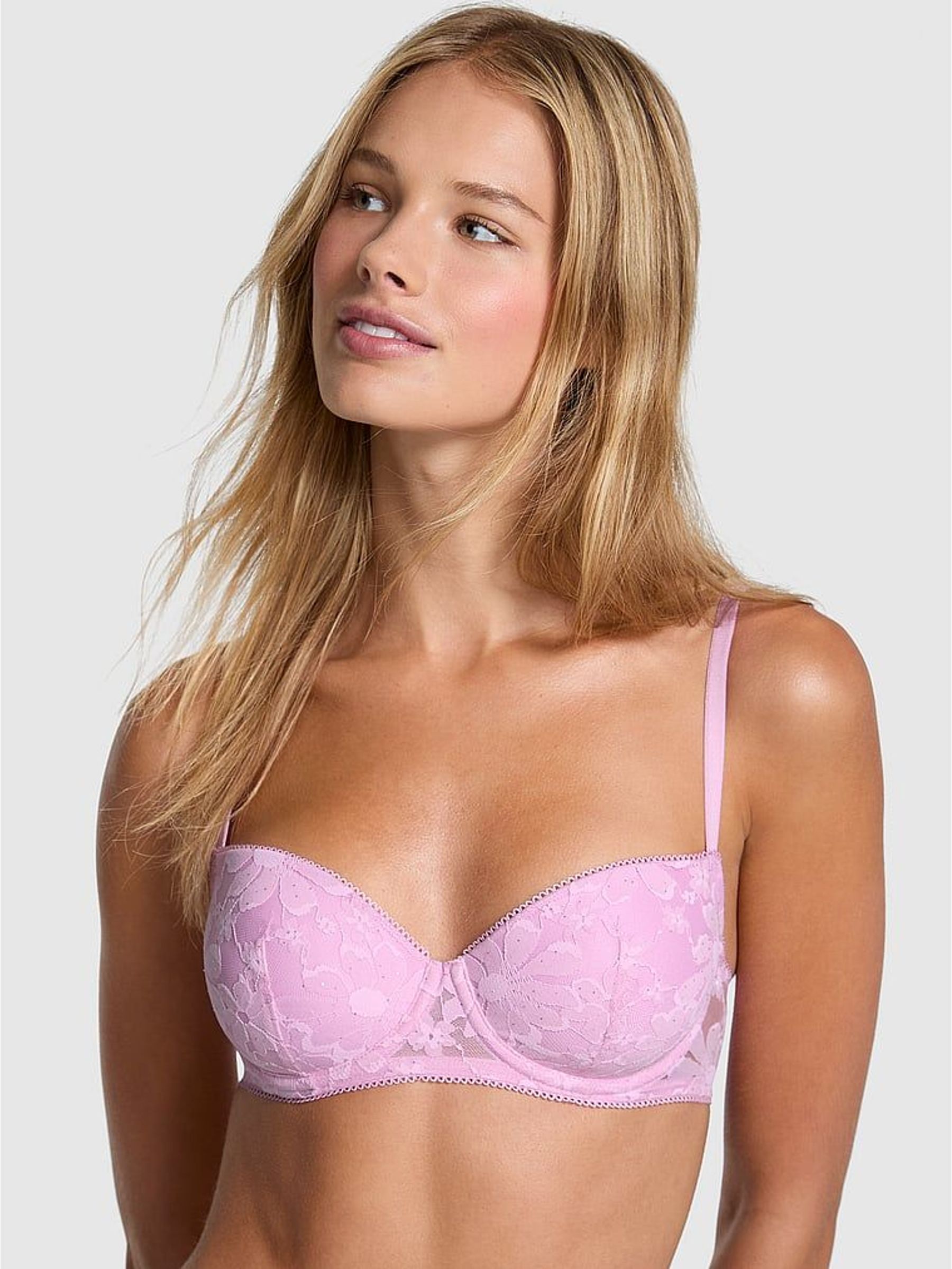 Hushed Lilac Purple Lightly Lined Balcony Sequin Lace Bra (H64952) | £36