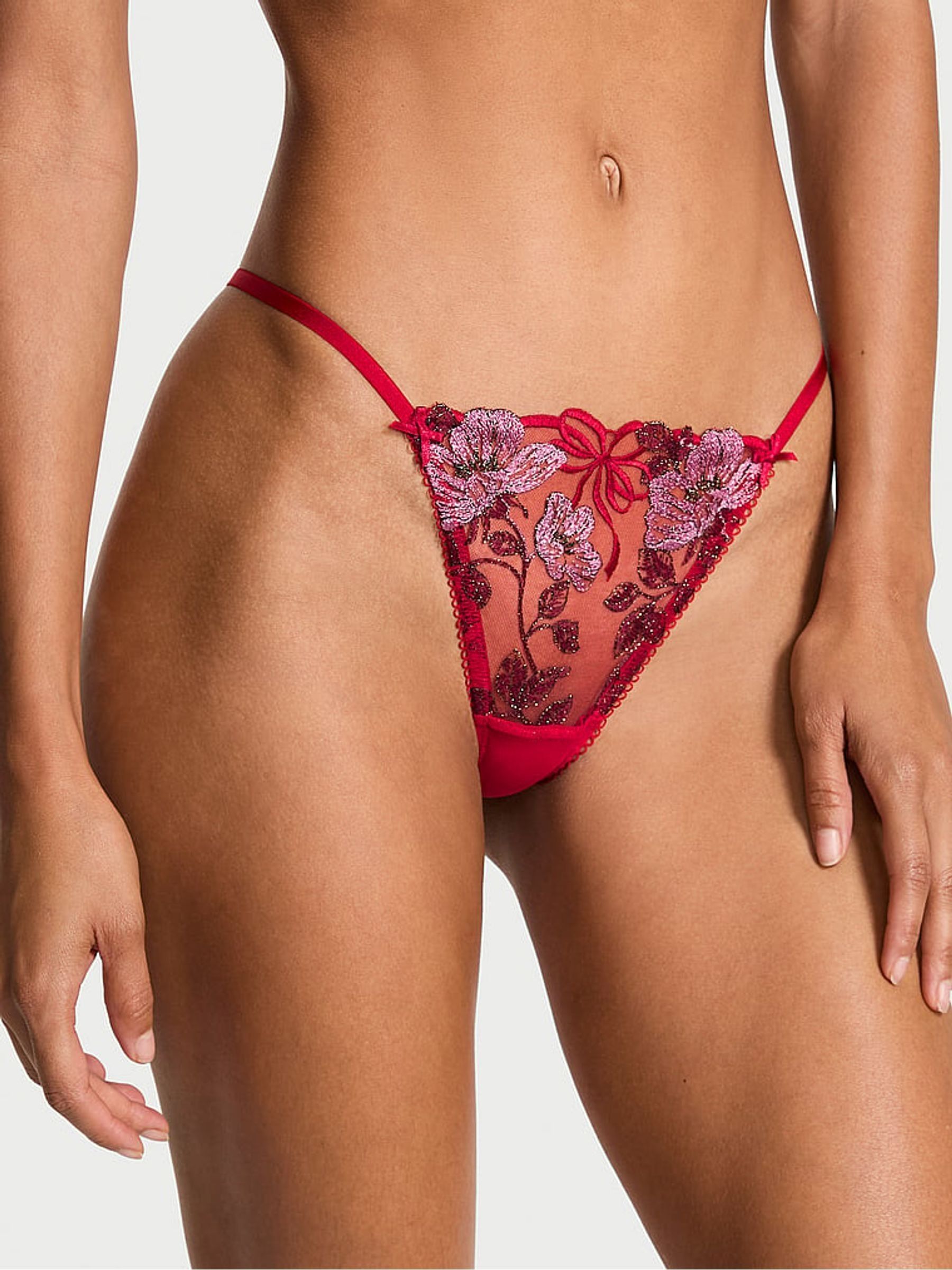 Red G-String Beautiful Bows Embroidery Knickers (H64972) | £25
