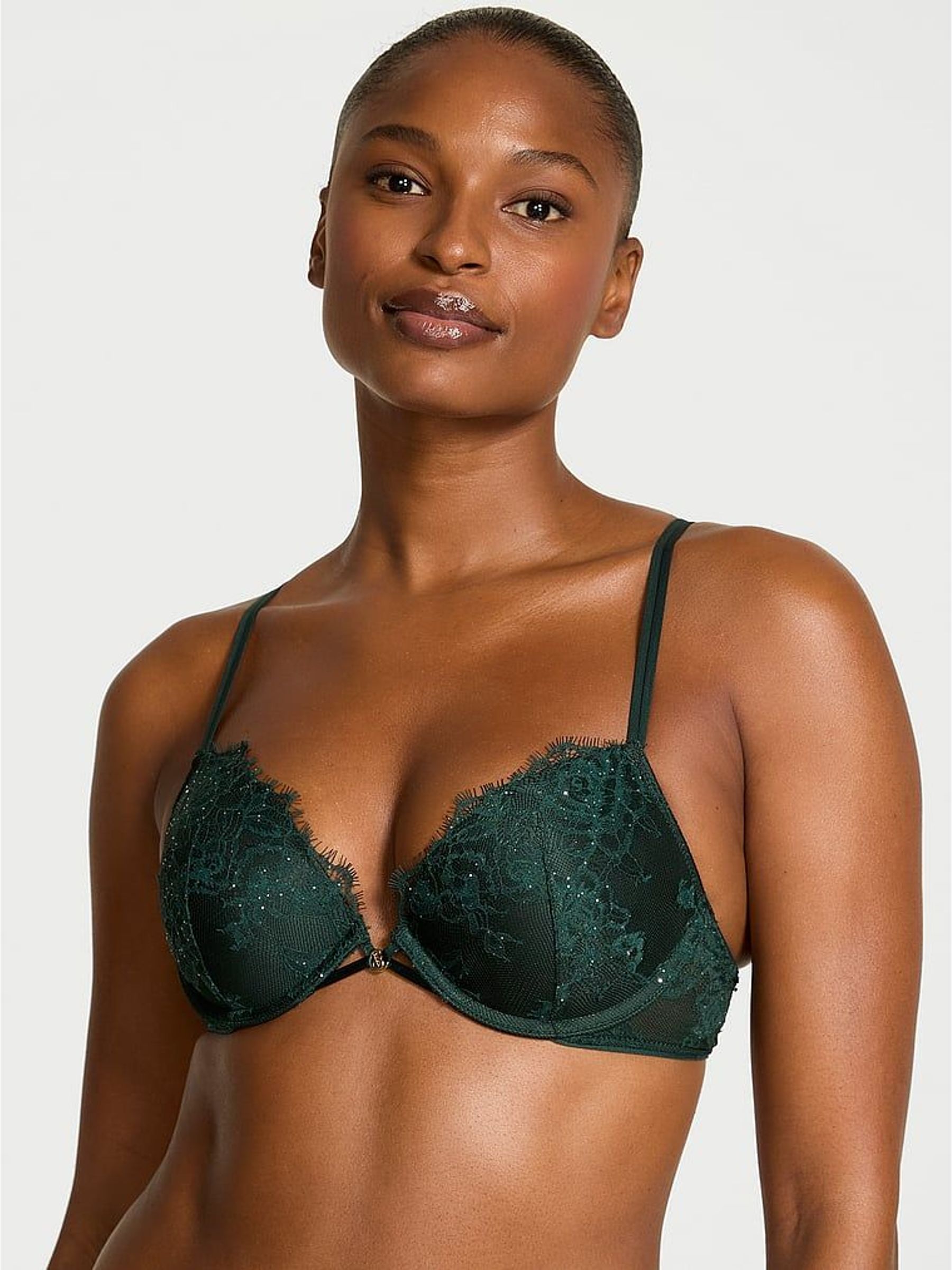 Cilantro Green Push Up Sequin Lace Bra (H64975) | £59