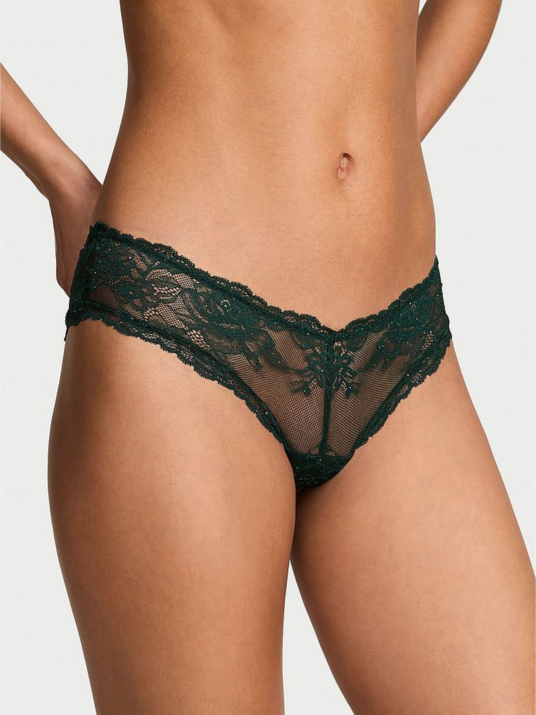 Cilantro Green Cheeky Sequin Lace Knickers (H64992) | £18