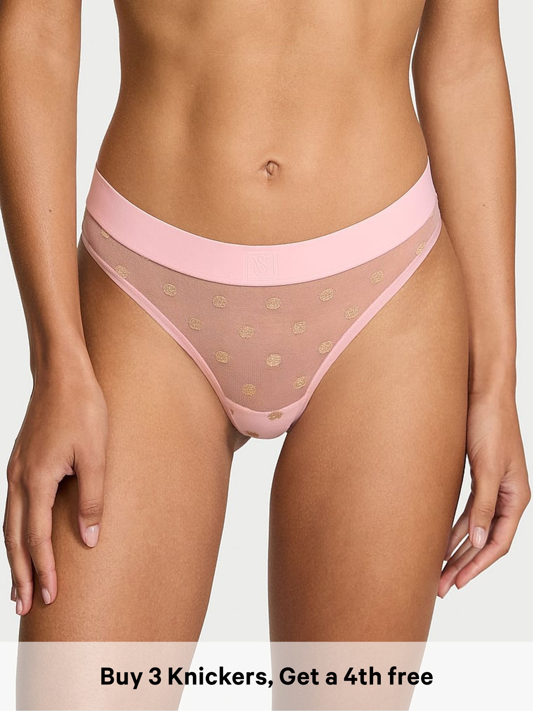 Angel Pink Dot Thong Sheer Logo Knickers (H65286) | £9