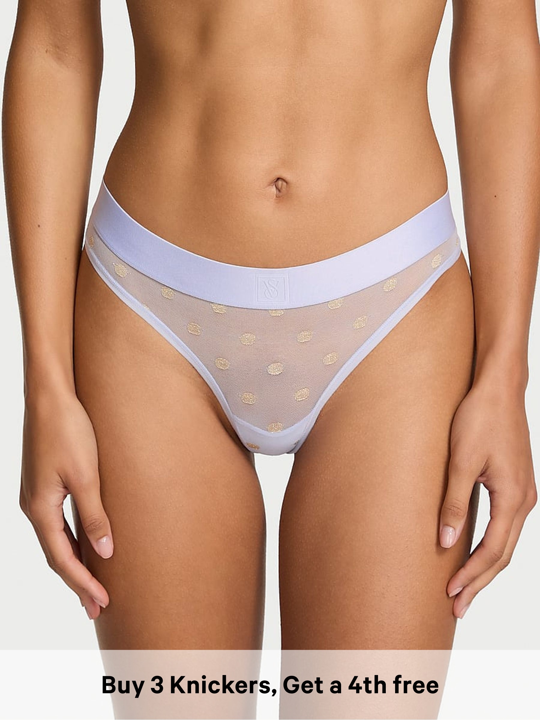 Soft Iris Blue Thong Sheer Logo Knickers (H65289) | £9