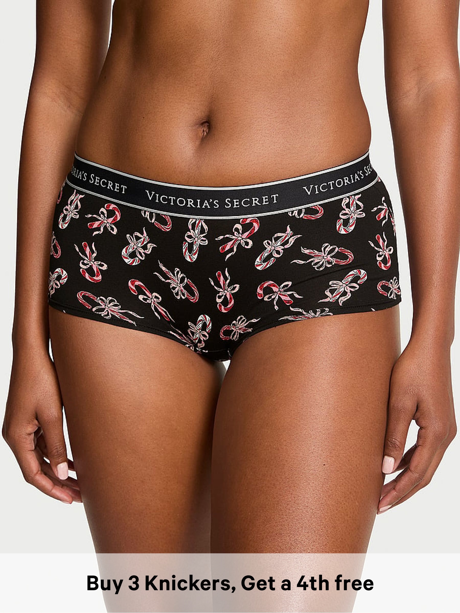 Black Candy Cane Short Logo Knickers (H65306) | £9