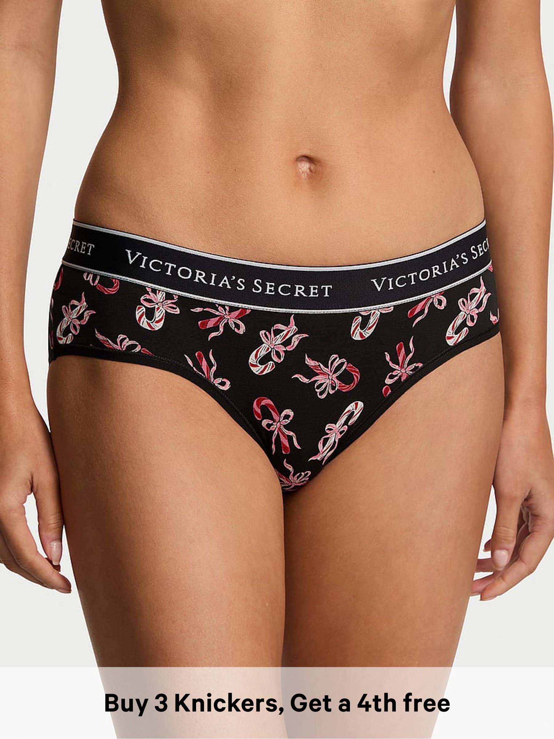 Black Candy Cane Hipster Logo Knickers (H65314) | £9