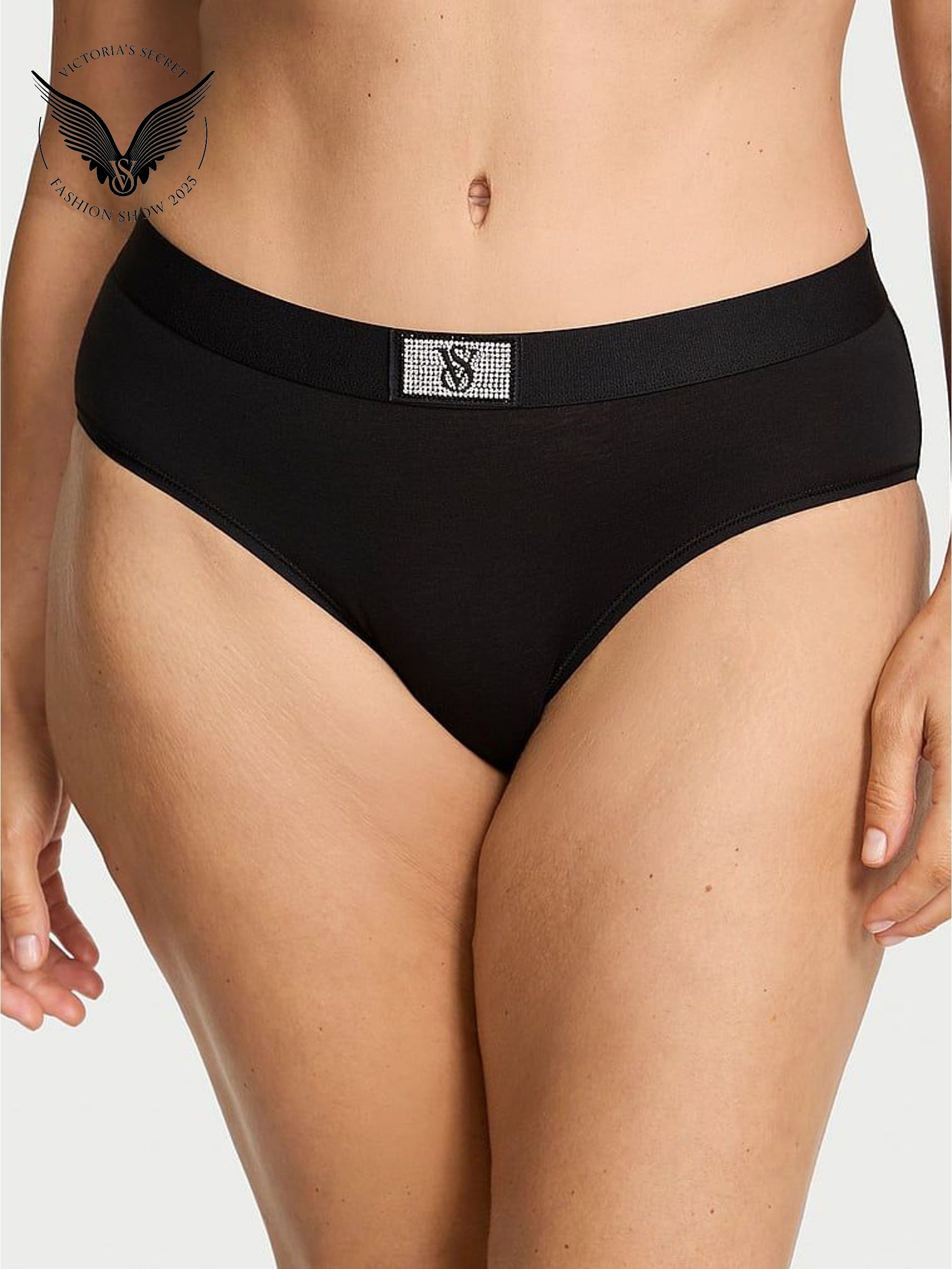 Black Hipster Logo Shine Patch Knickers (H65332) | £9