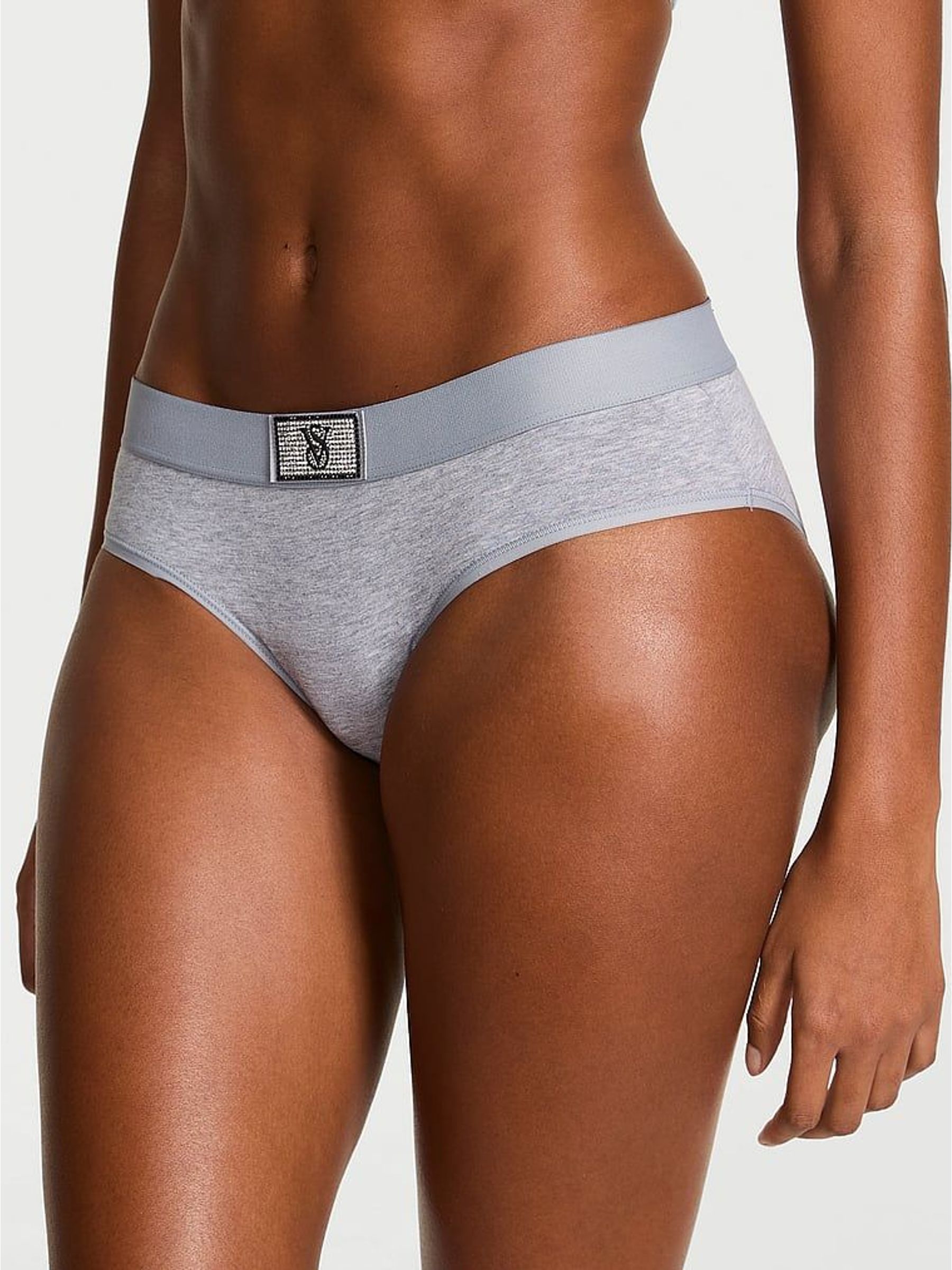 Medium Heather Grey Hipster Logo Shine Patch Knickers (H65351) | £9