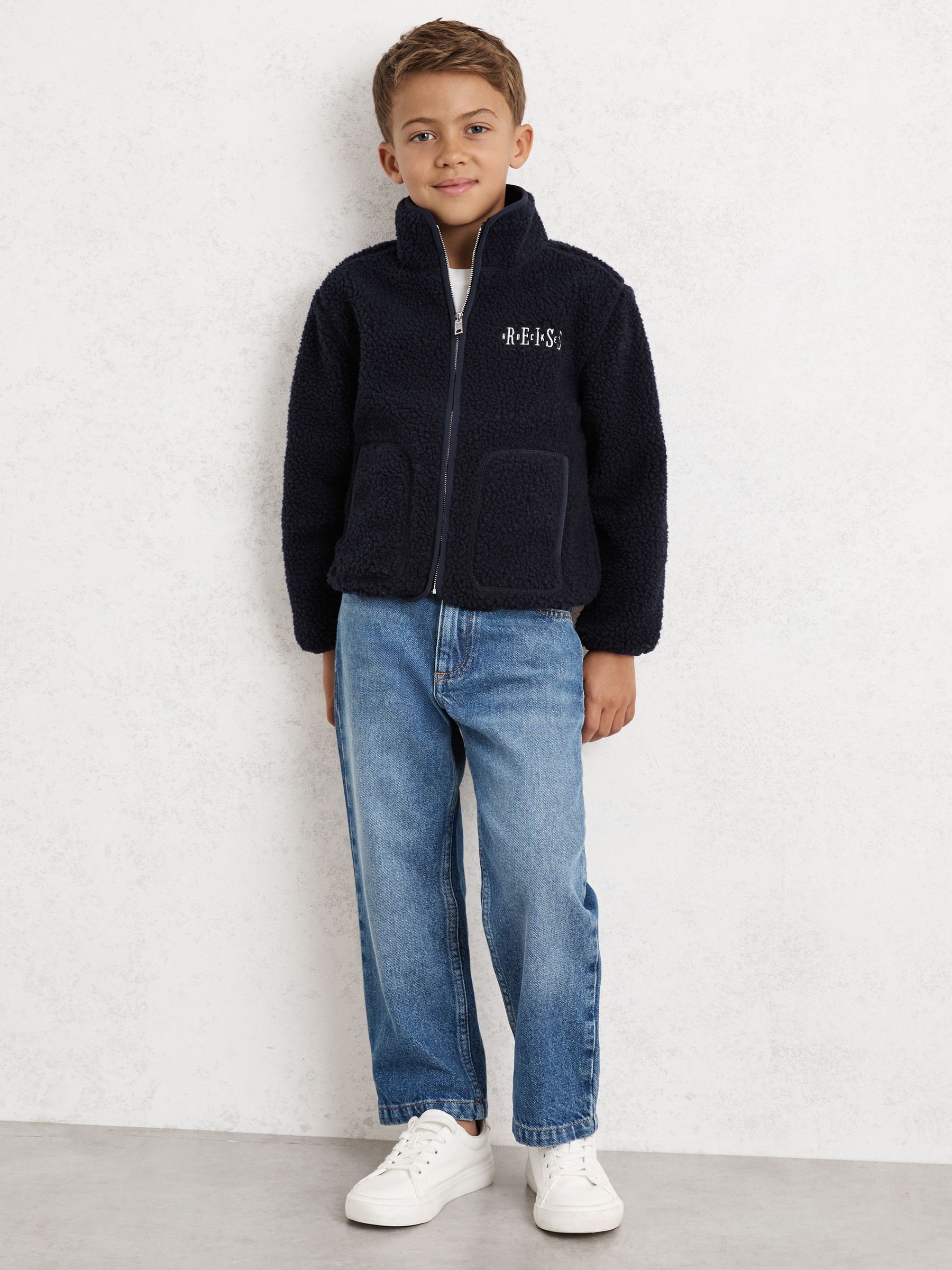 3-9 yrs Fleece Zip-Through Hockey Jacket in Navy Blue (H65948) | £58