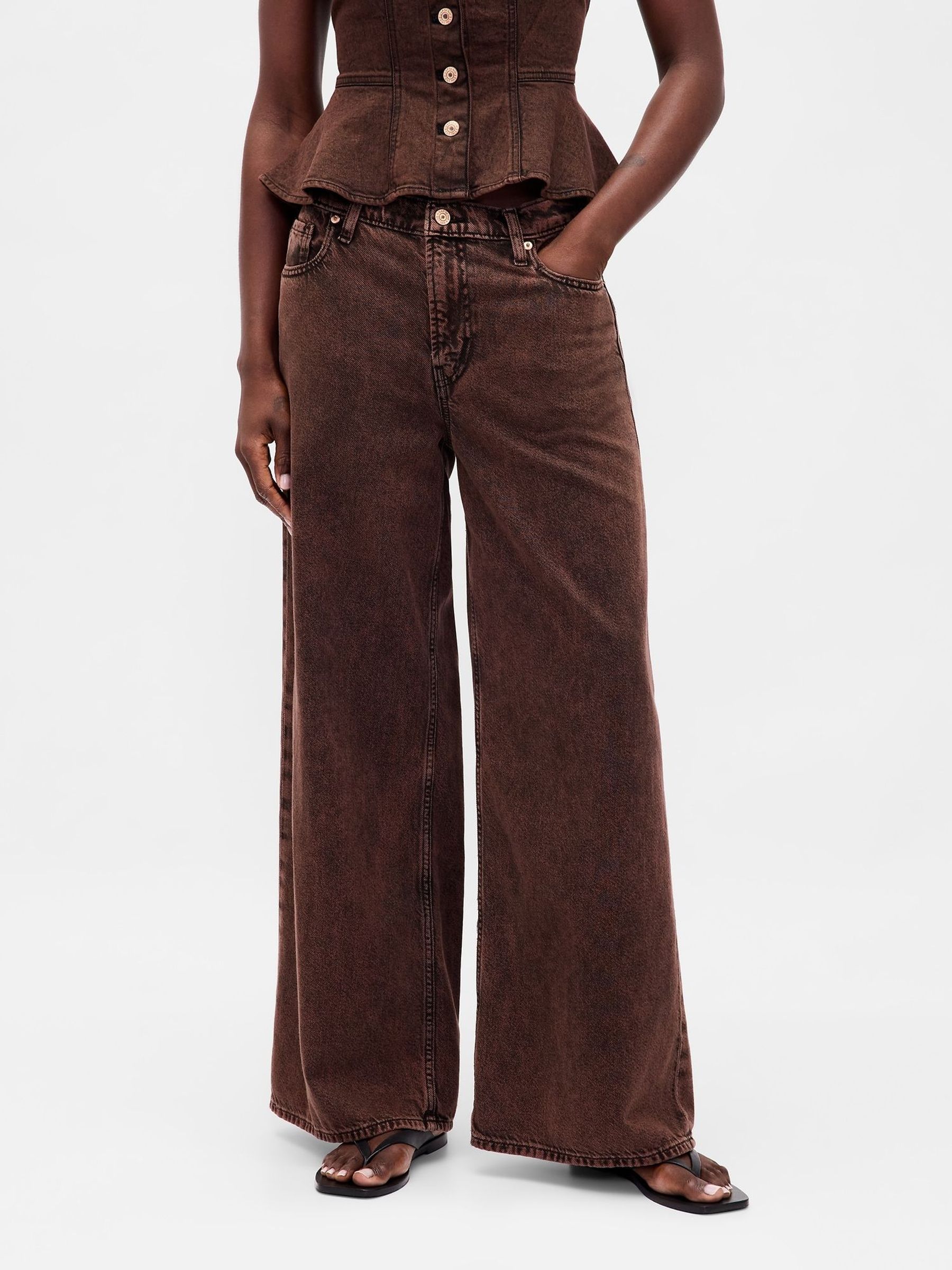 Brown Mid Waisted Ultra Soft Baggy Jeans (H66410) | £70