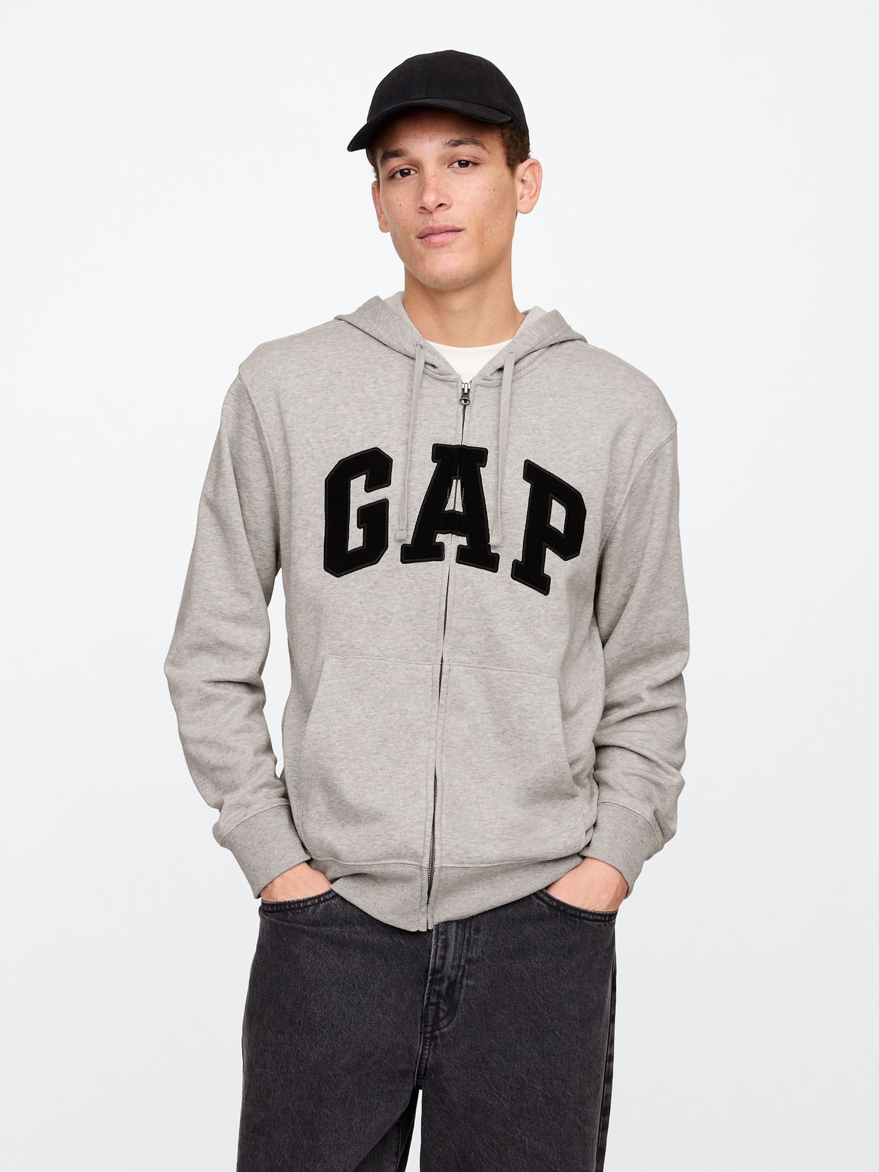 Grey Logo Zip Hoodie (H66423) | £40