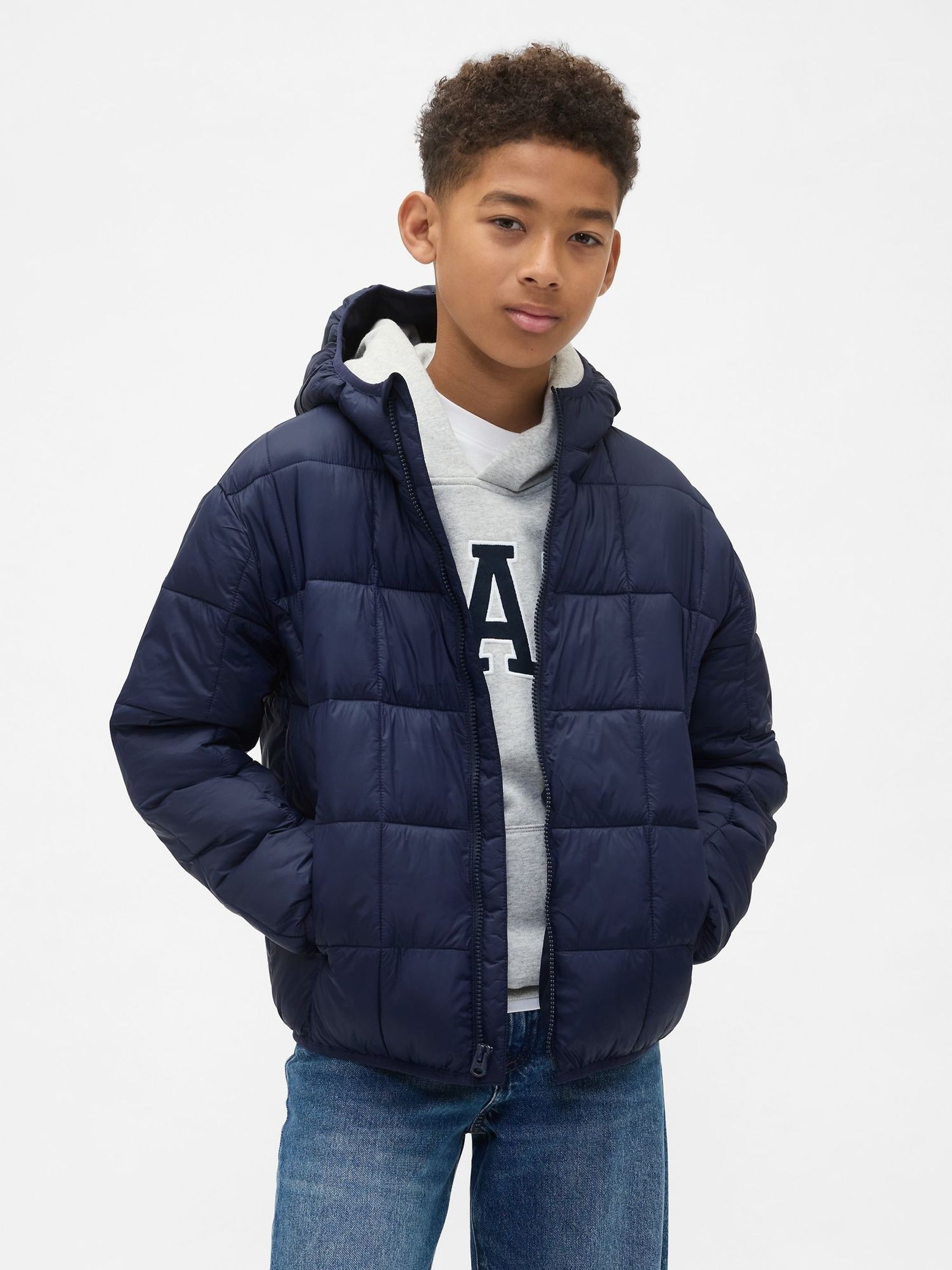 Navy Blue Lightweight Puffer Jacket (4-13yrs) (H66436) | £60