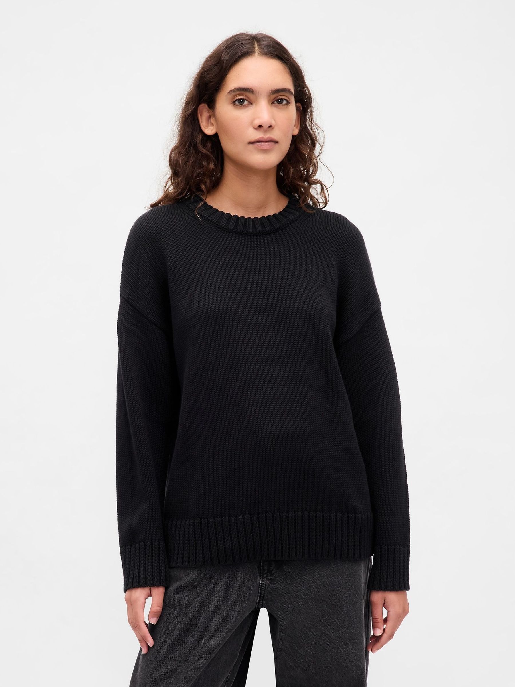 Black Cotton Oversized Jumper (H66446) | £45