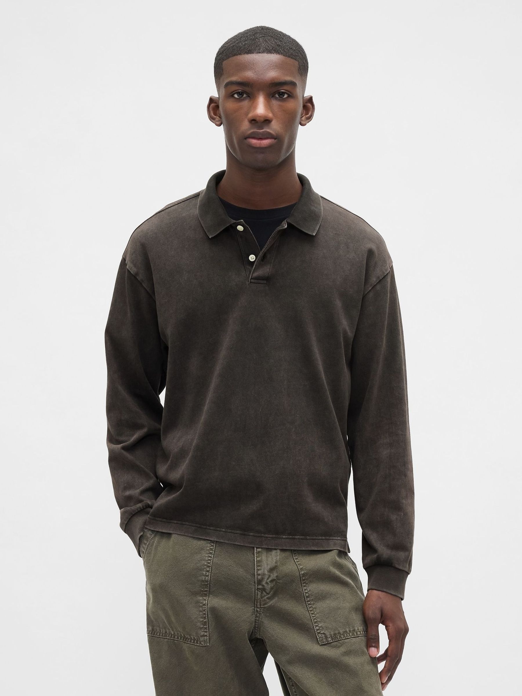 Black Heavyweight Jersey Polo Shirt (H66458) | £55