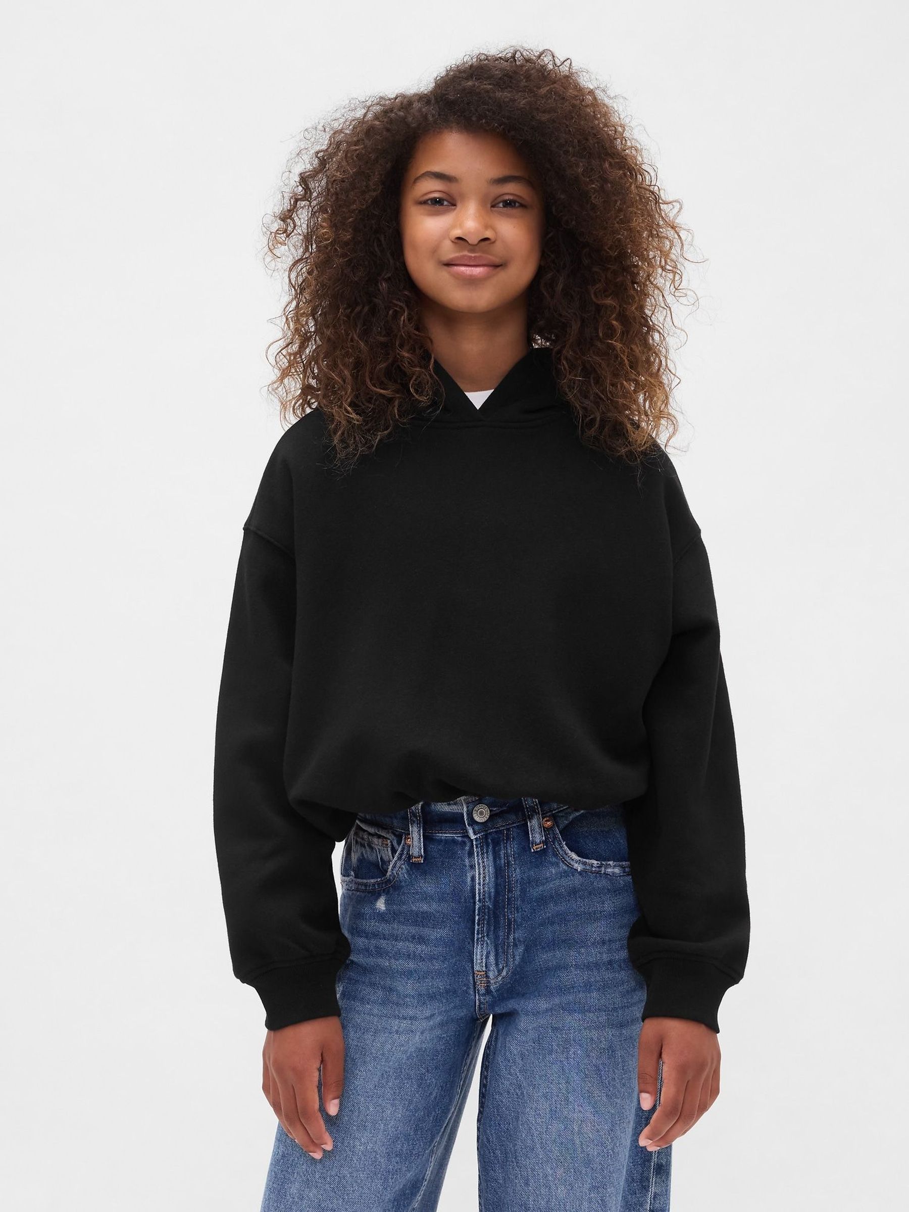 Black Oversized Vintage Soft Bubble Hoodie (4-13yrs) (H66461) | £30