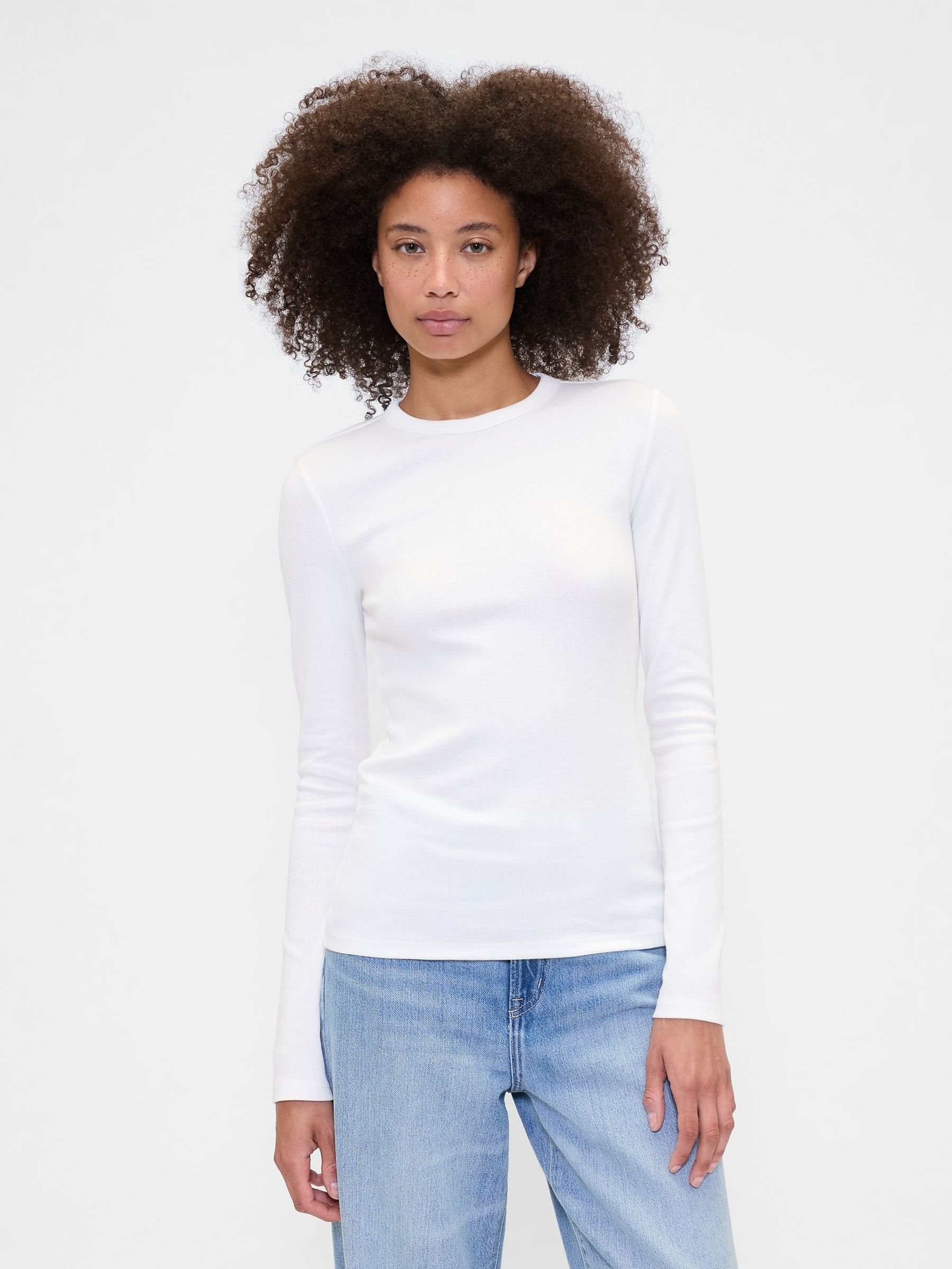White Long Sleeve Ribbed T-Shirt (H66474) | £16