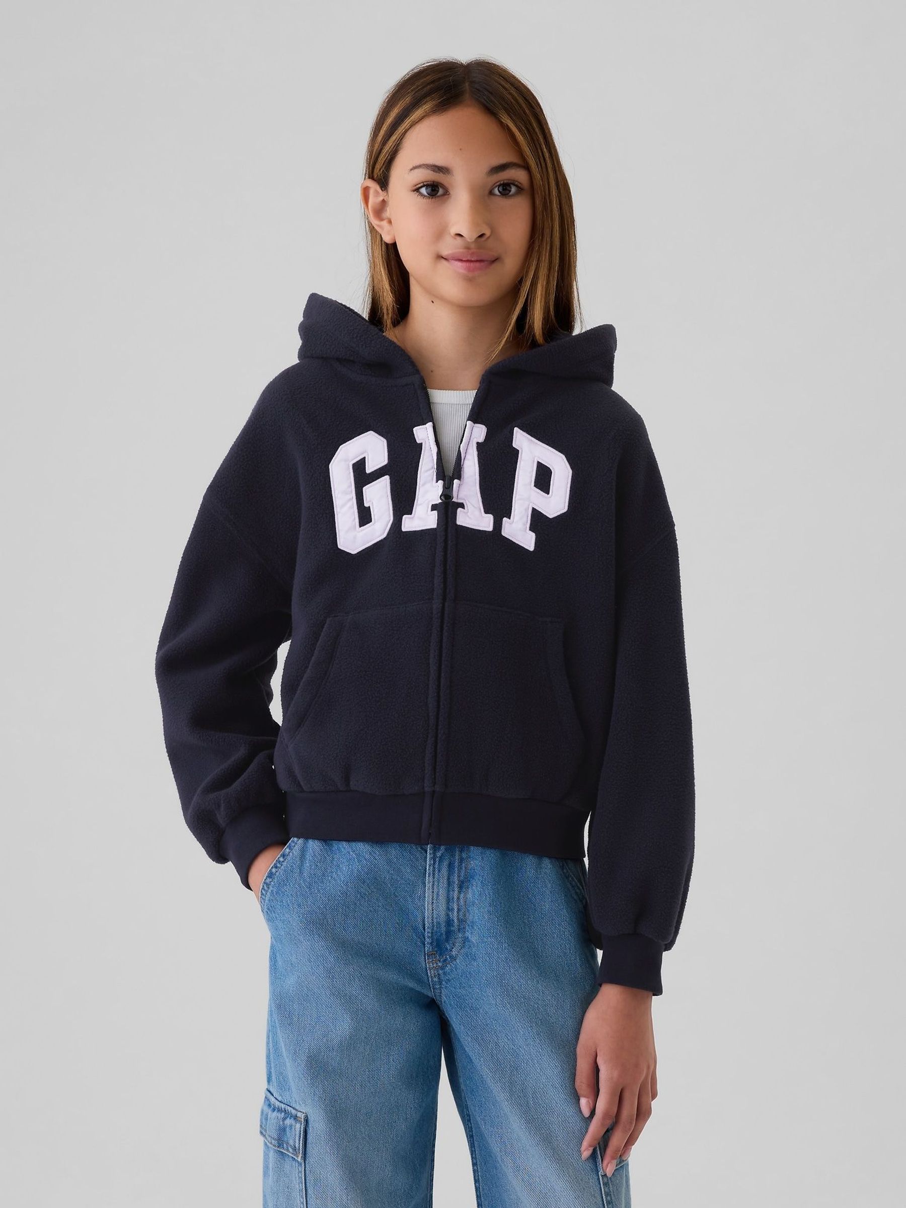 Navy Blue Arch Logo Zip Hoodie (4-13yrs) (H66482) | £35
