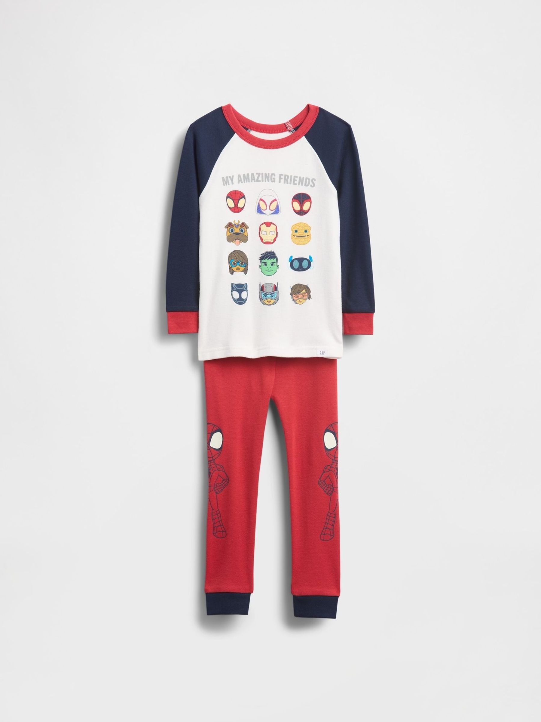 Red/White/Navy Marvel Brushed Cotton Pyjamas Set (H66507) | £25