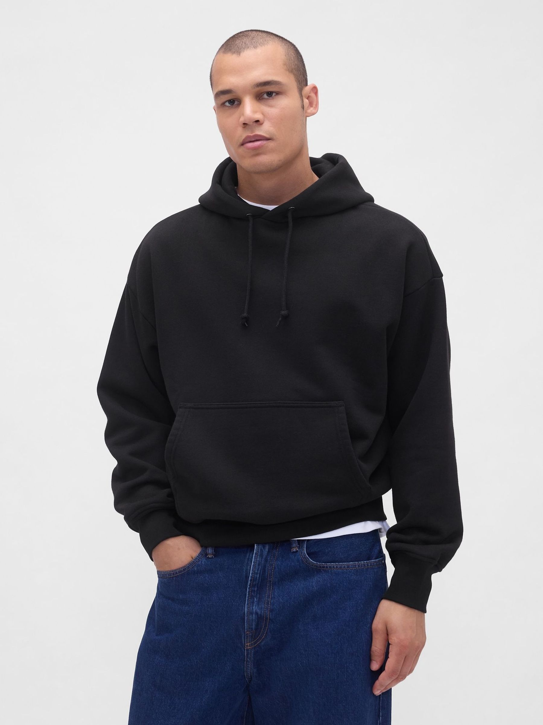 Black Extra Heavyweight French Terry Hoodie (H66517) | £85